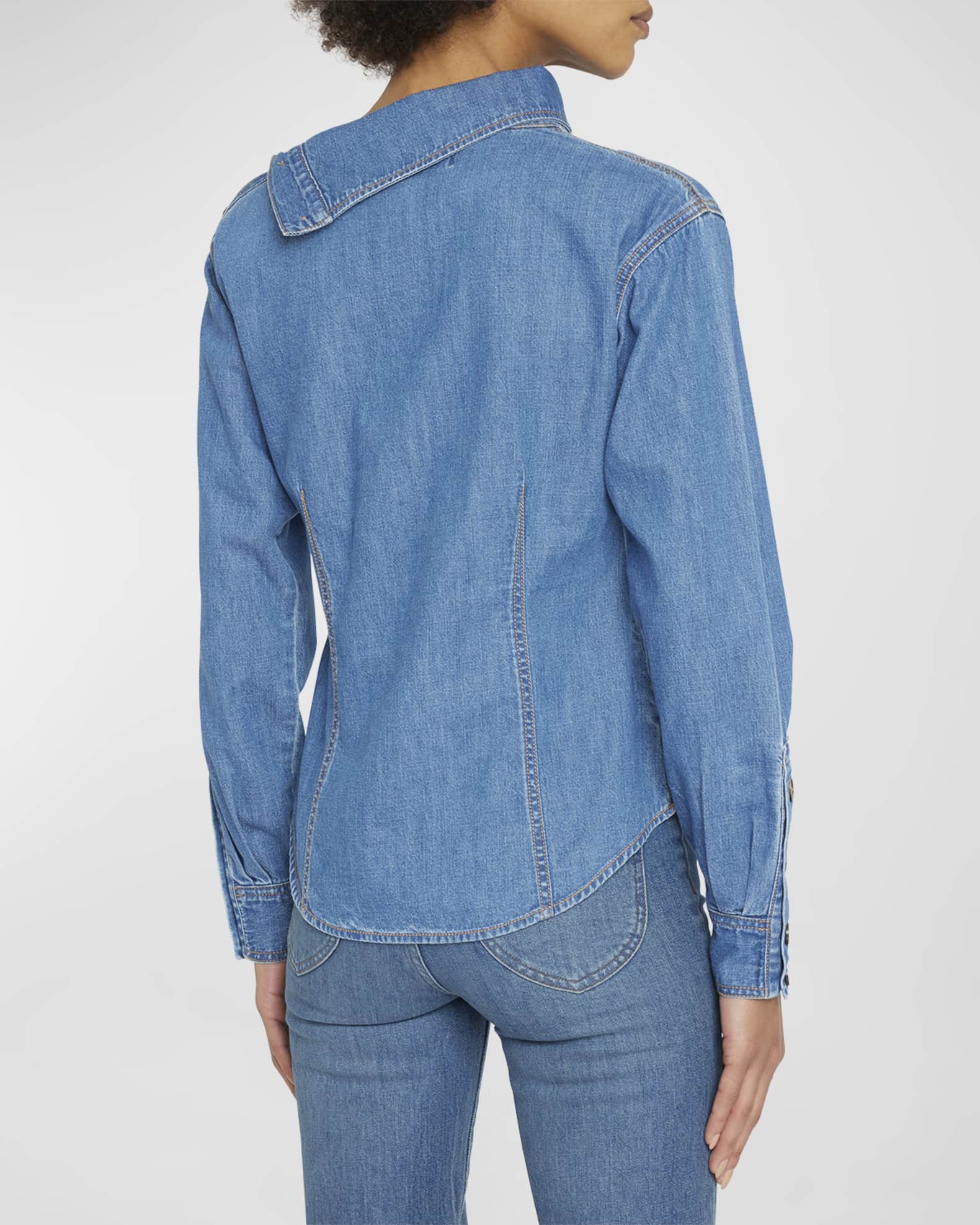 Veronica Beard Jeans Fauri Denim Button Detail Shirt | Neiman Marcus