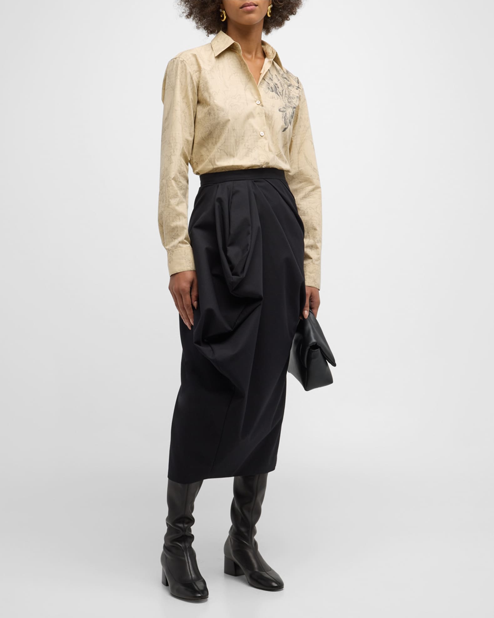 Dries Van Noten Clavelly Floral Button-Front Shirt | Neiman Marcus
