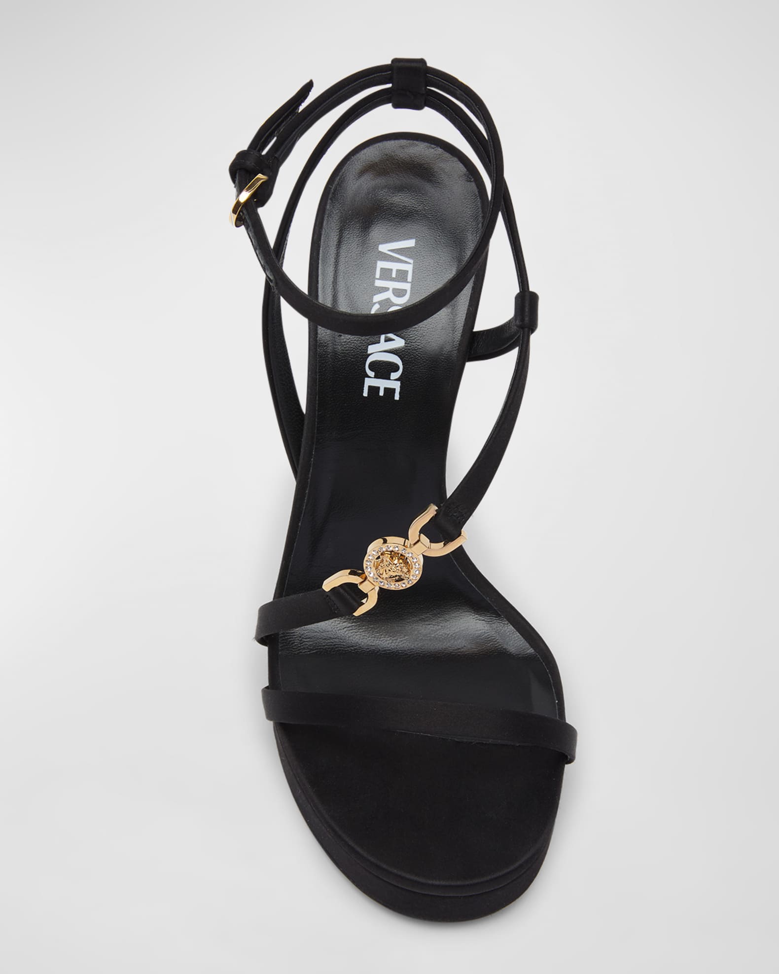 Versace Medusa Satin Strappy Platform Sandals | Neiman Marcus