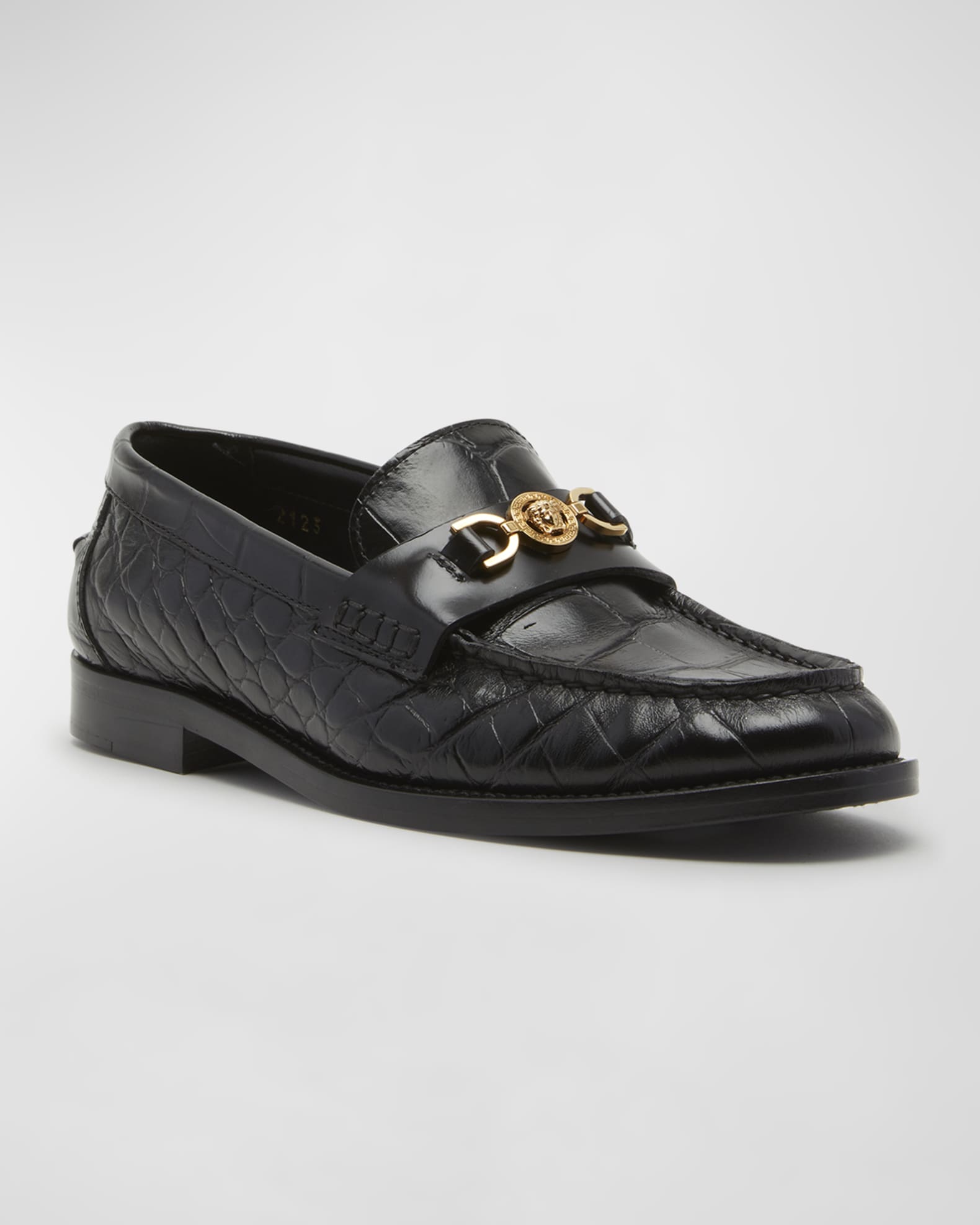 Medusa Croco Slip On Loafers