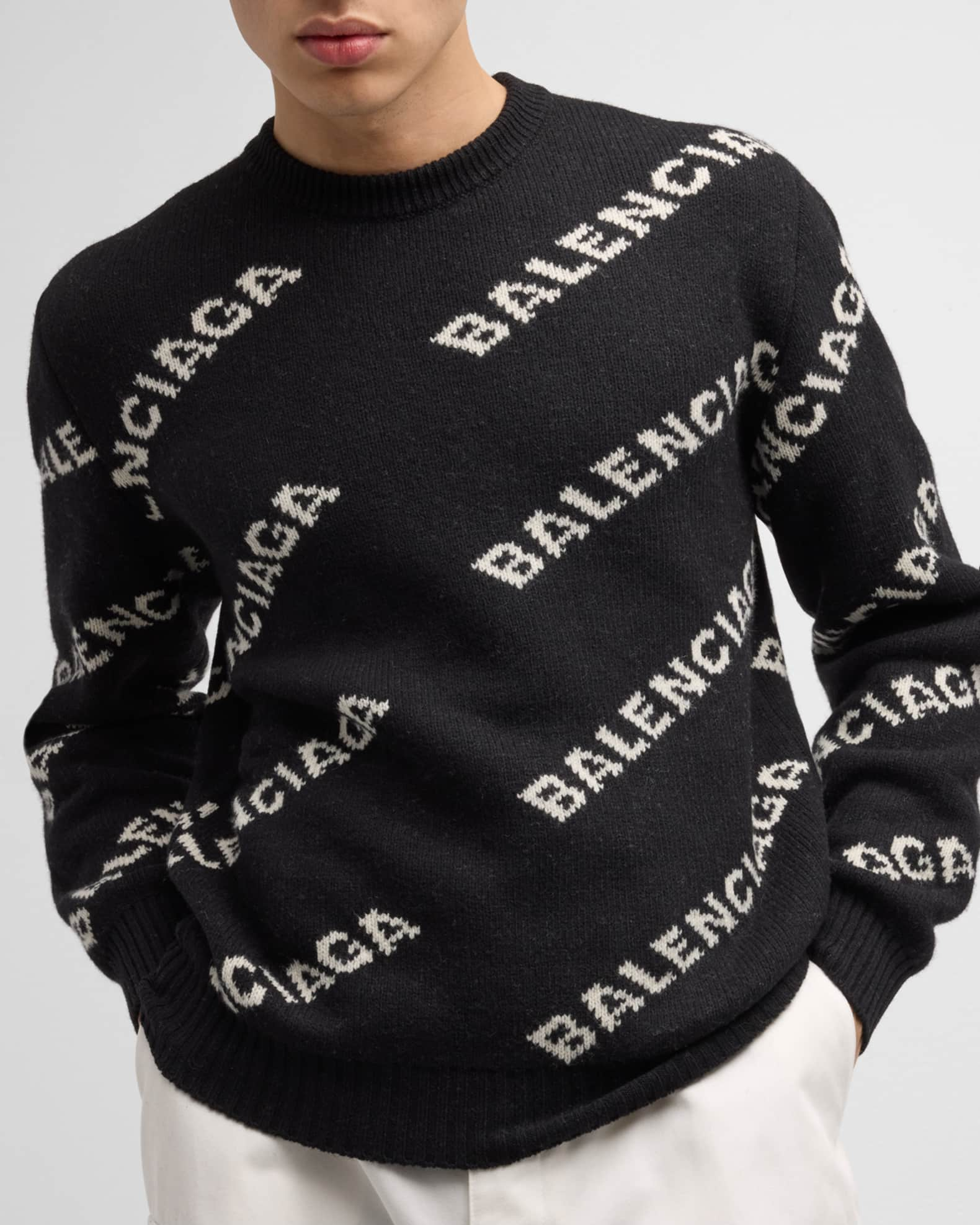 Balenciaga Intarsia-logo Half-zip Sweater in Black for Men