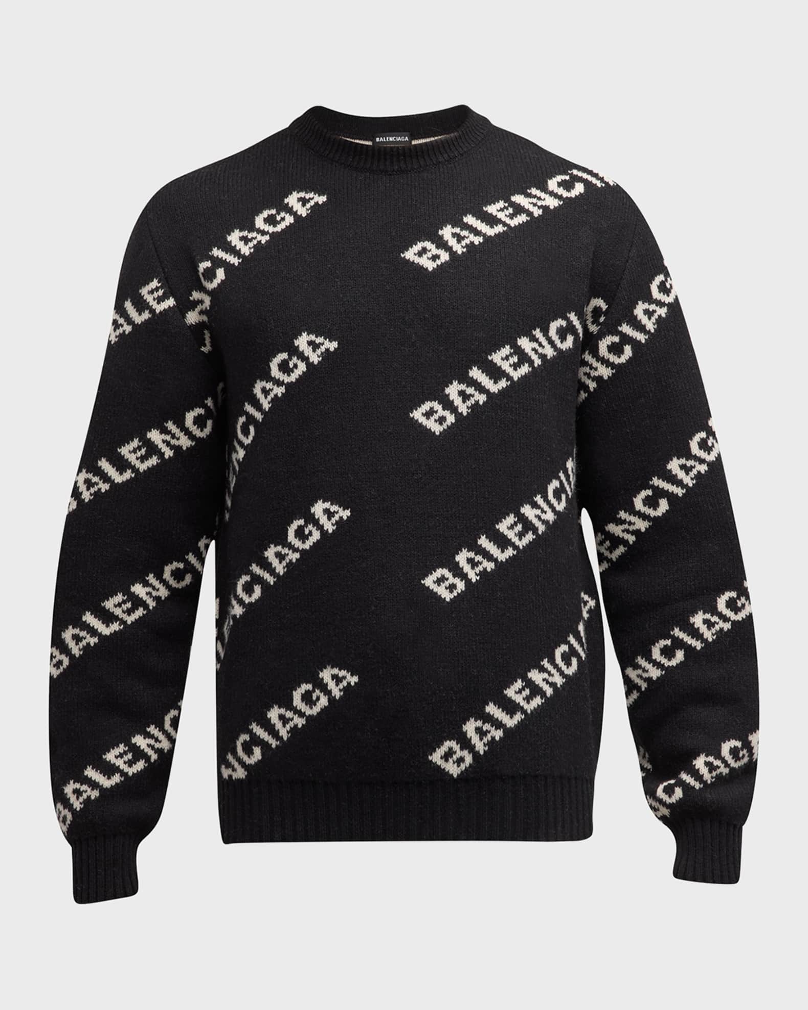 Balenciaga Logo-Jacquard Faux-Fur Cardigan