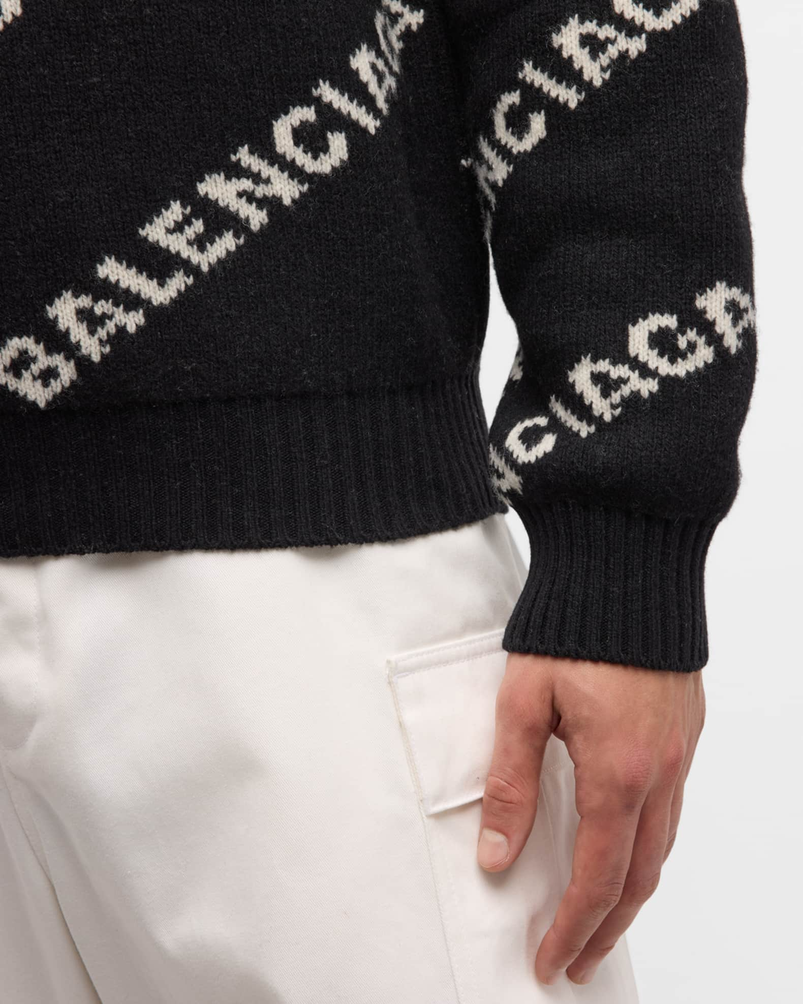 Balenciaga Intarsia-logo Half-zip Sweater in Black for Men