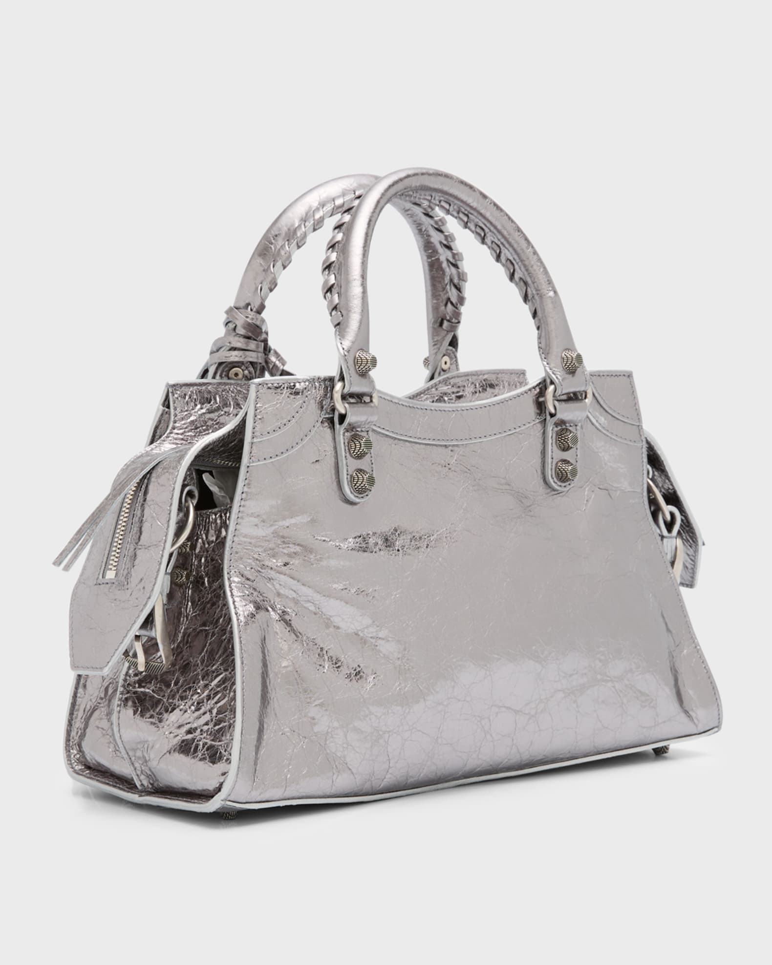 Balenciaga Neo Cagole City Small Metallic Top Handle Bag Neiman Marcus
