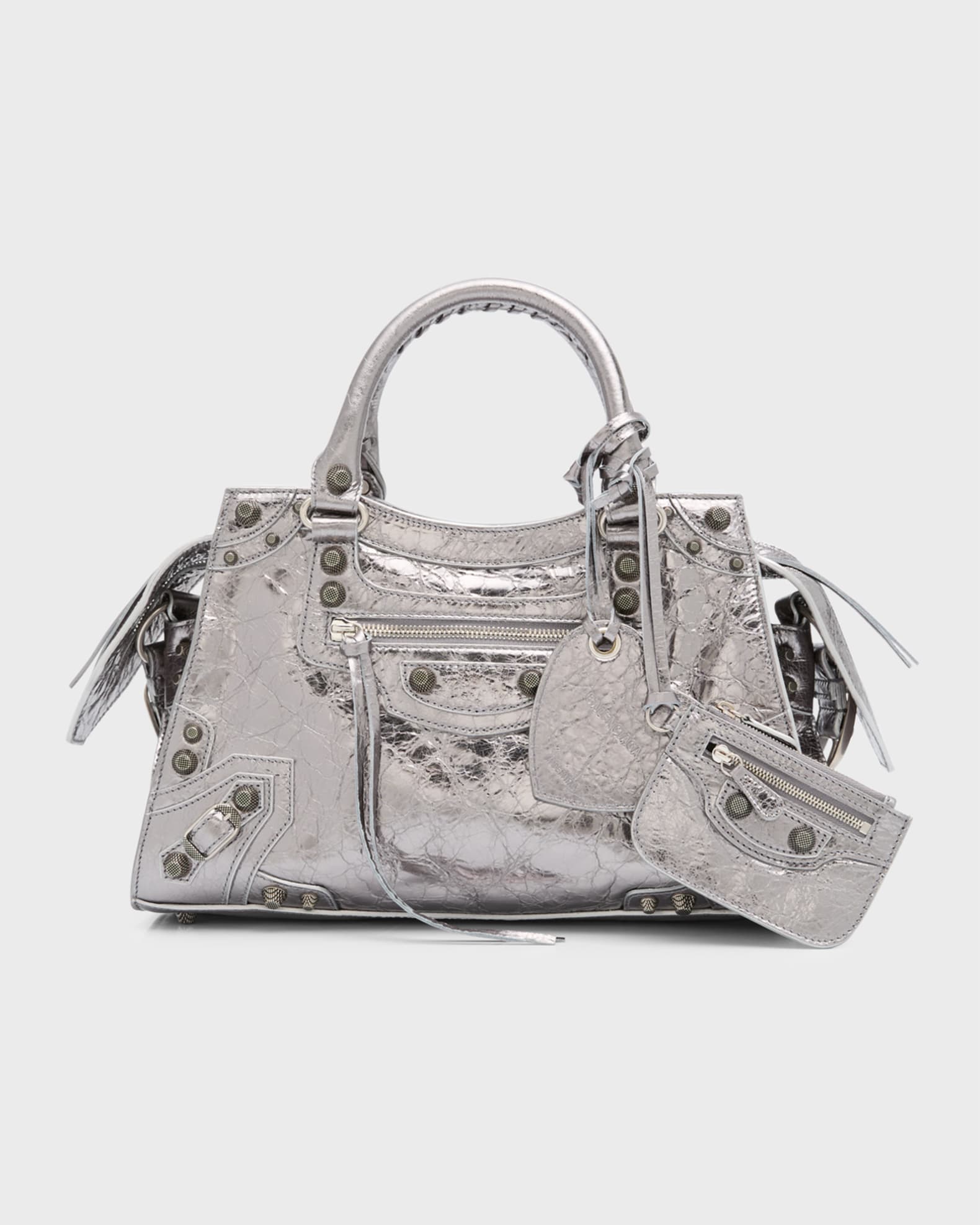 Balenciaga Neo Cagole City Small Metallic Top Handle Bag Neiman Marcus