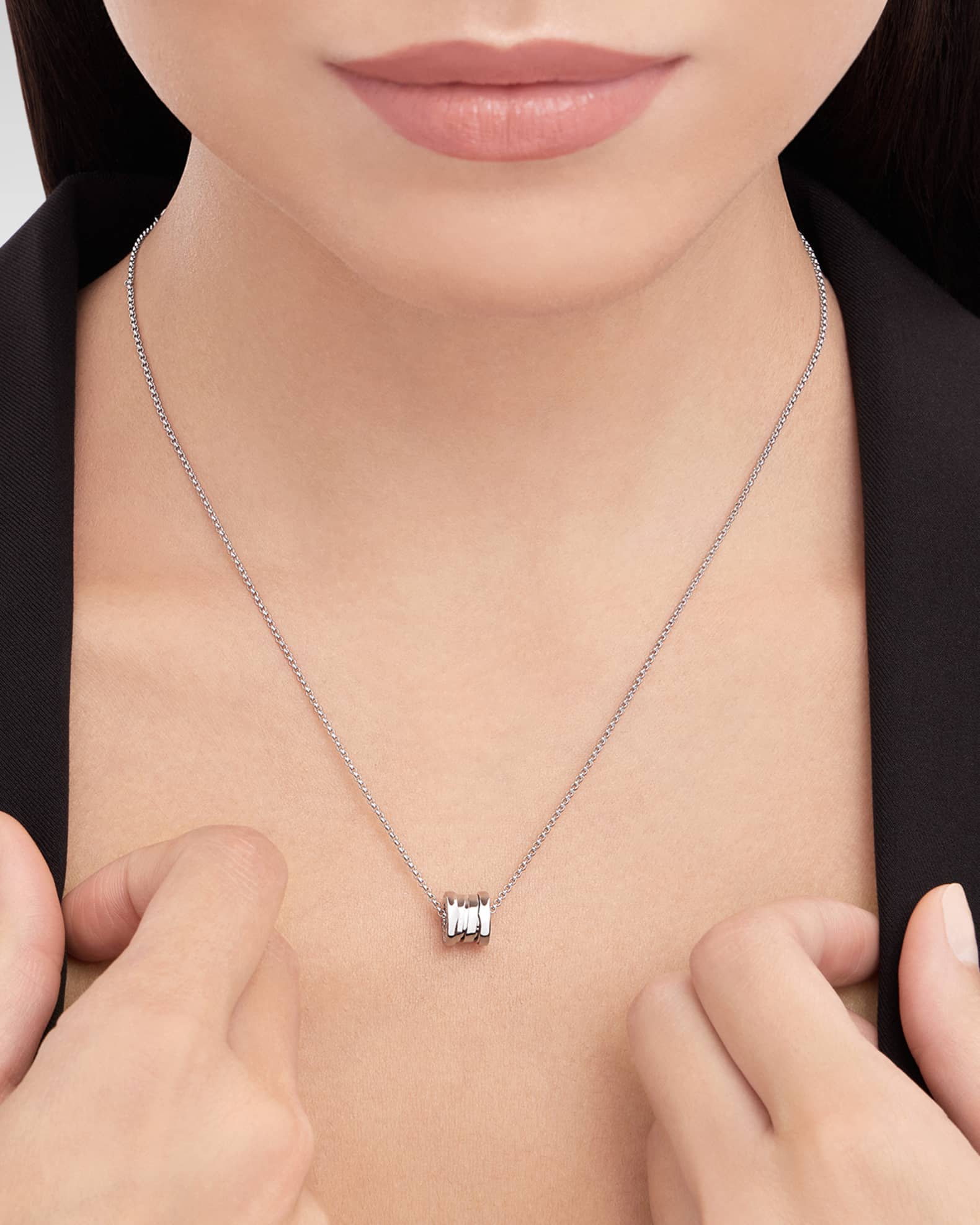 BVLGARI B.Zero1 Mini Pendant Necklace in 18K White Gold Neiman Marcus