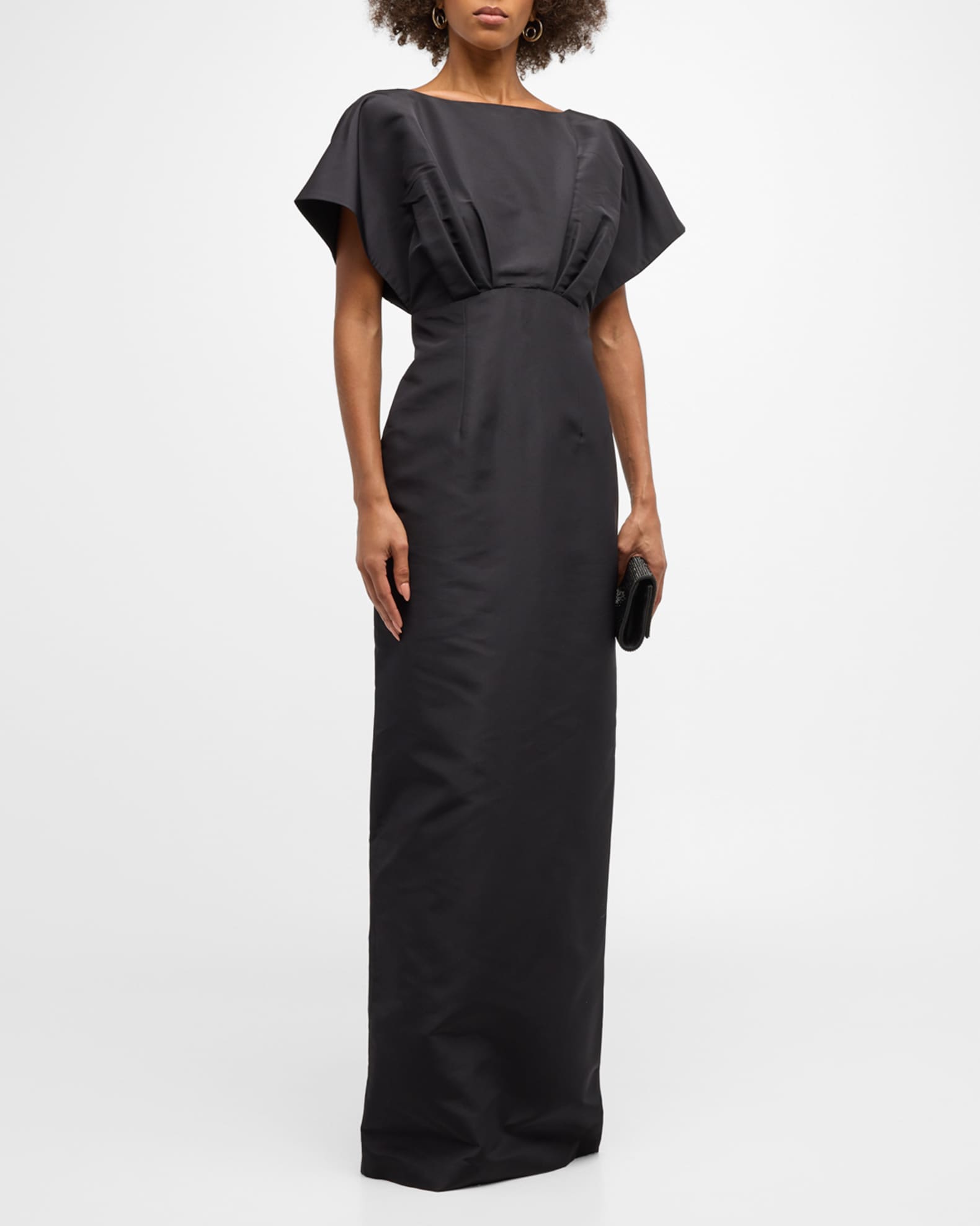 Silk Column Gown with Fan Bodice 1