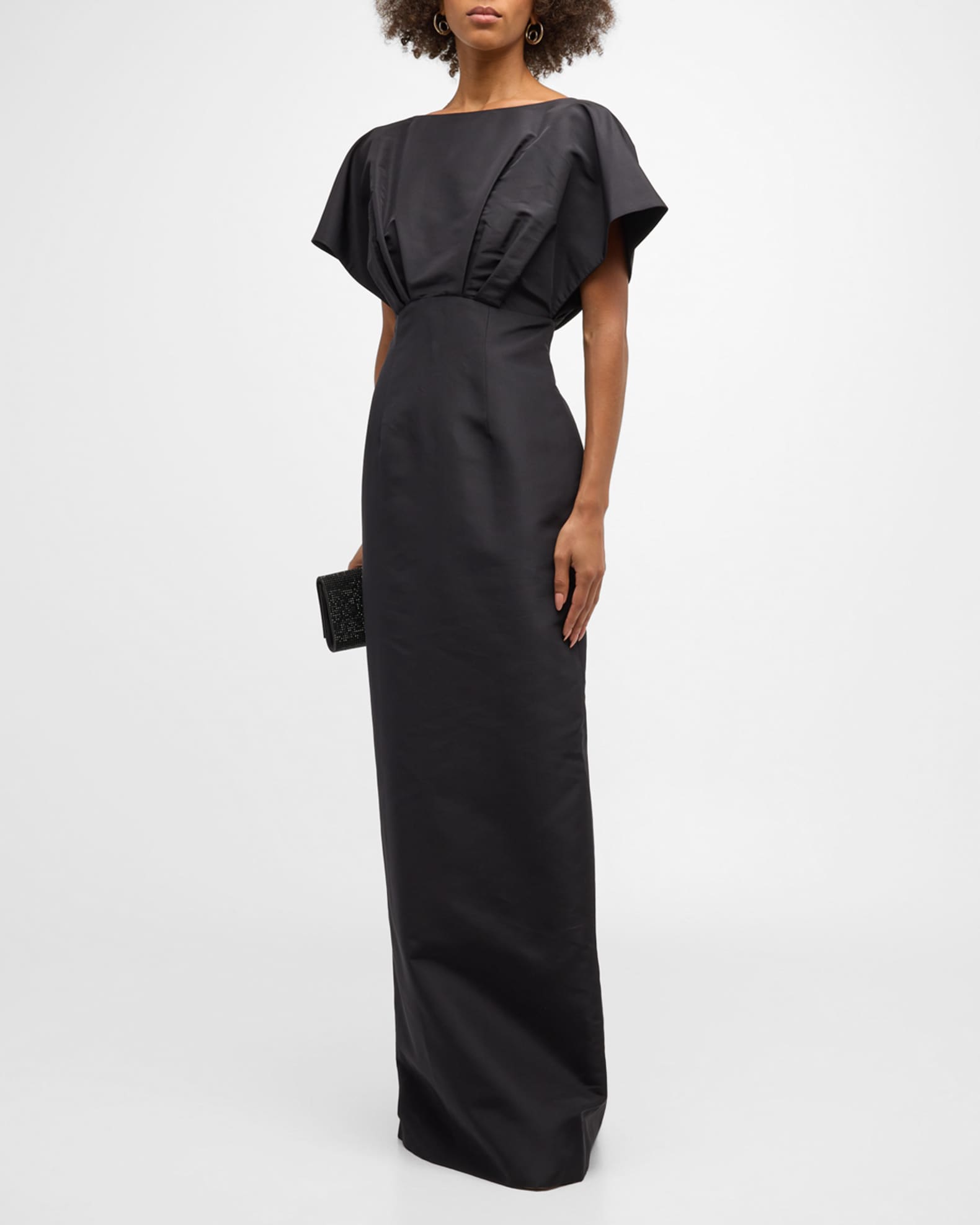 Carolina Herrera Silk Column Gown with Fan Bodice