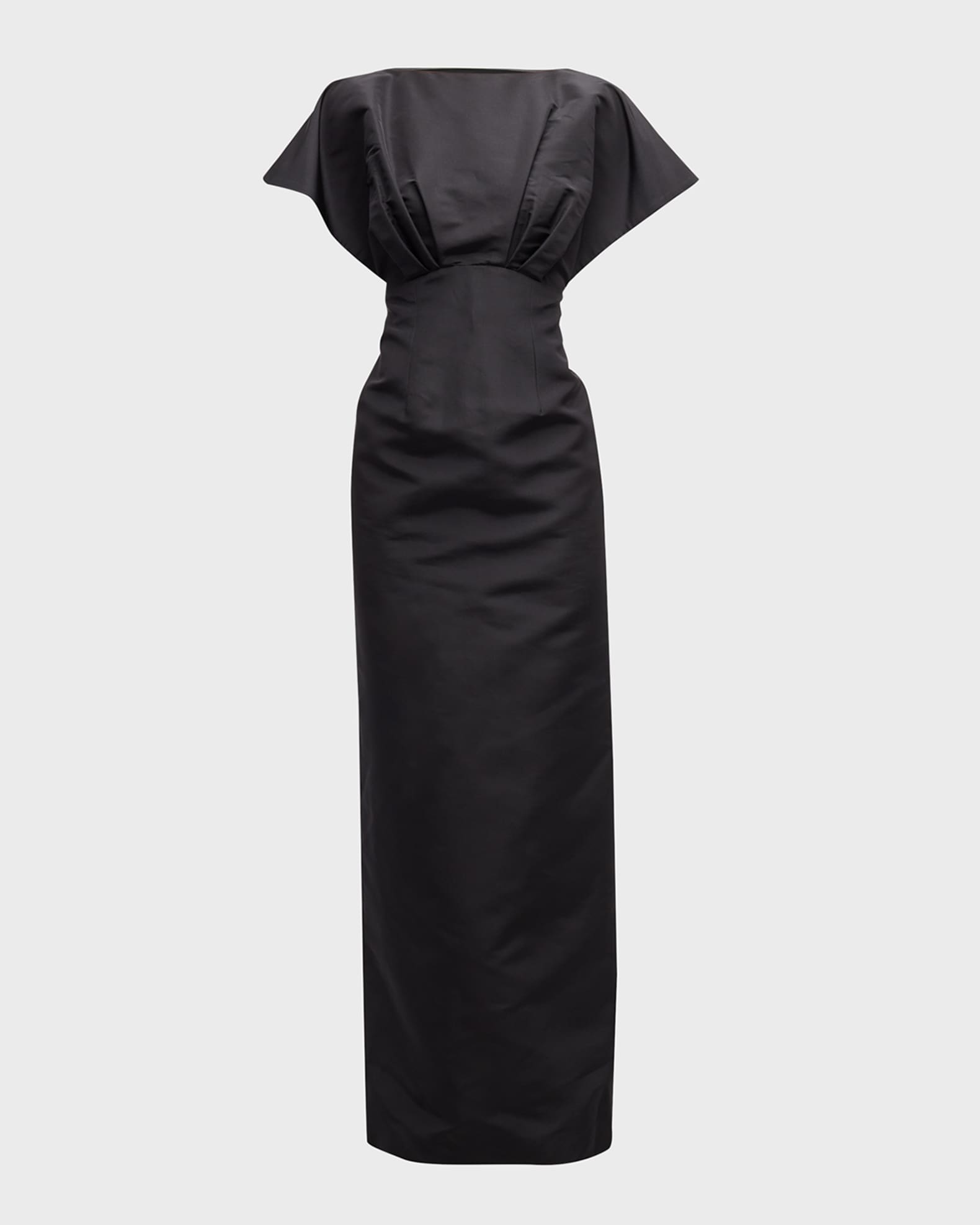 Silk Column Gown with Fan Bodice 0