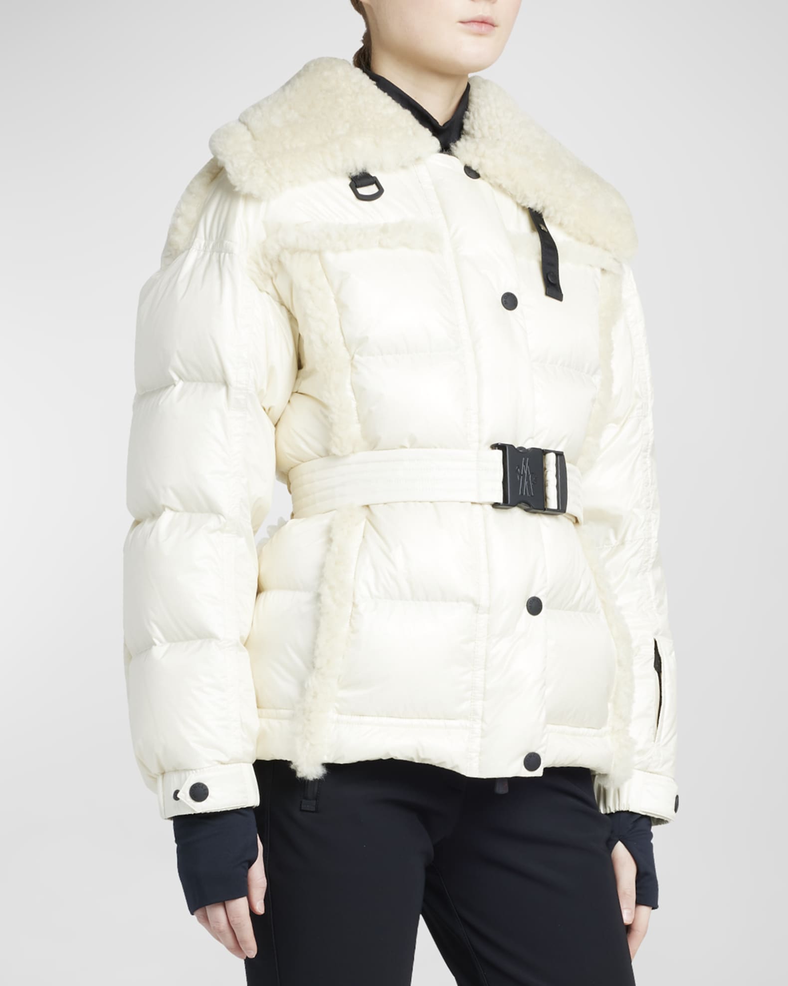 Moncler Grenoble Biollay Puffer Jacket with Shearling Trim