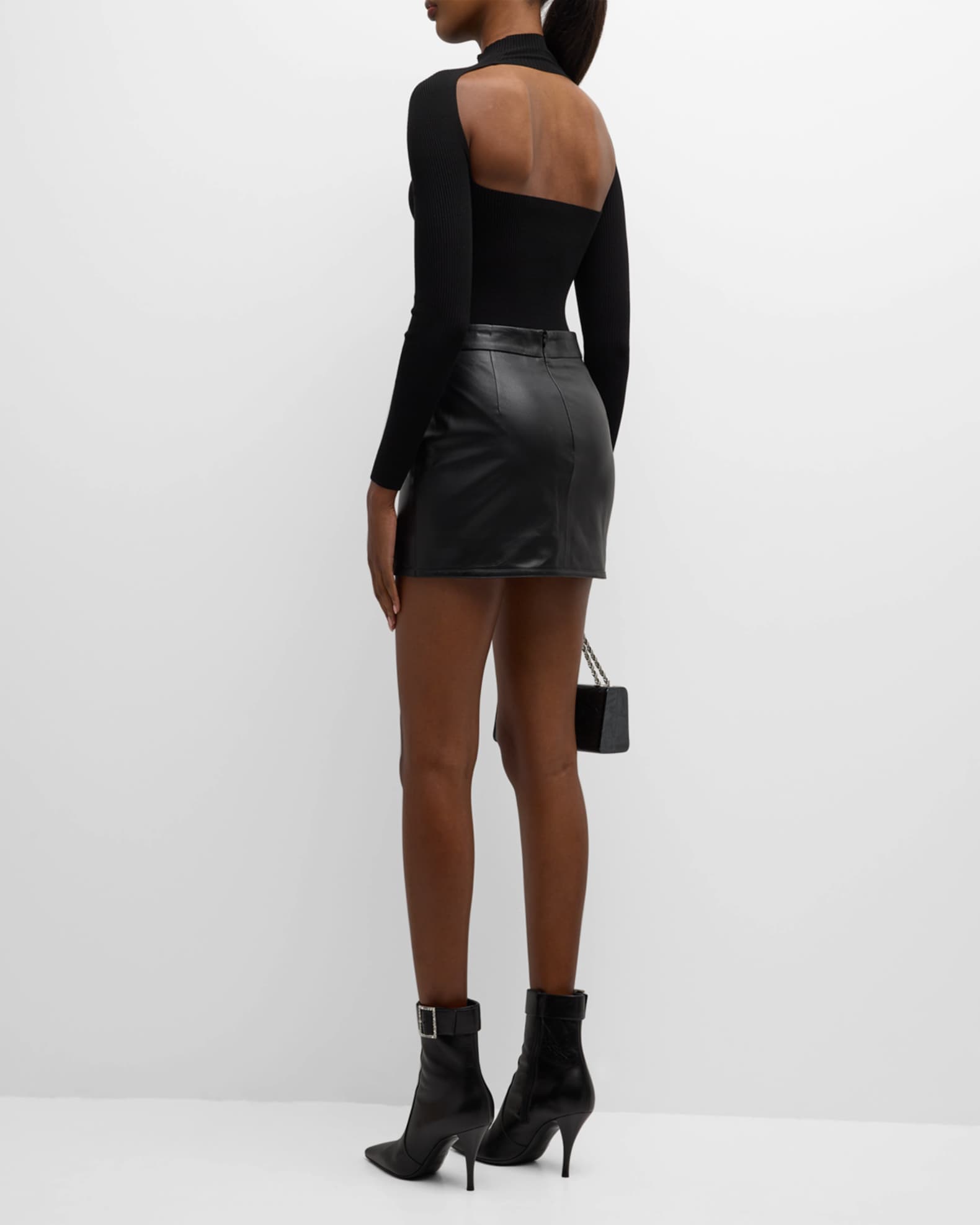 ZEYNEP ARCAY Curve-Hem Leather Mini Skirt | Neiman Marcus