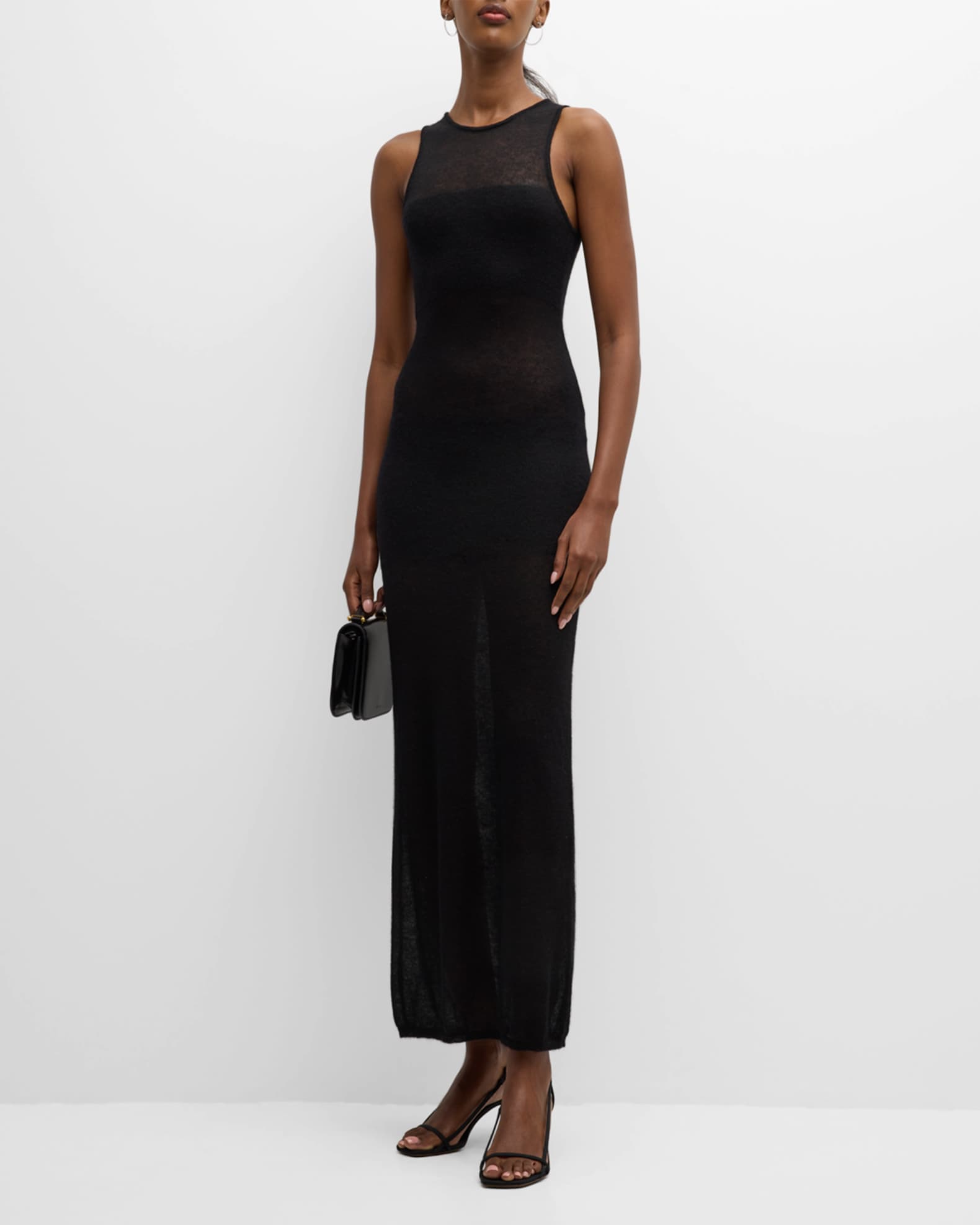 ZEYNEP ARCAY Sheer-Panel Sleeveless Mohair Knit Midi Dress | Neiman Marcus