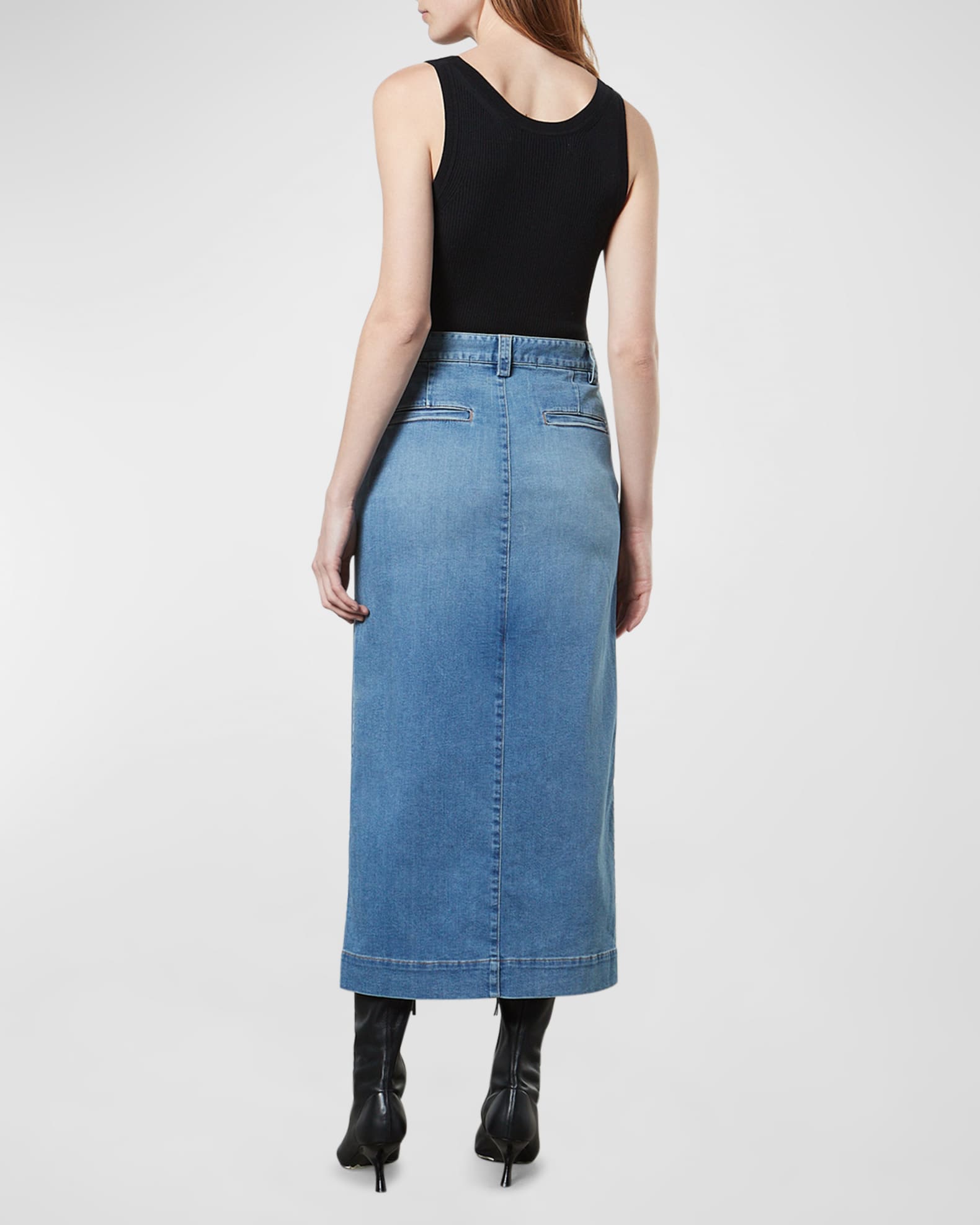 Enza Costa Soft Touch Slit Denim Skirt | Neiman Marcus
