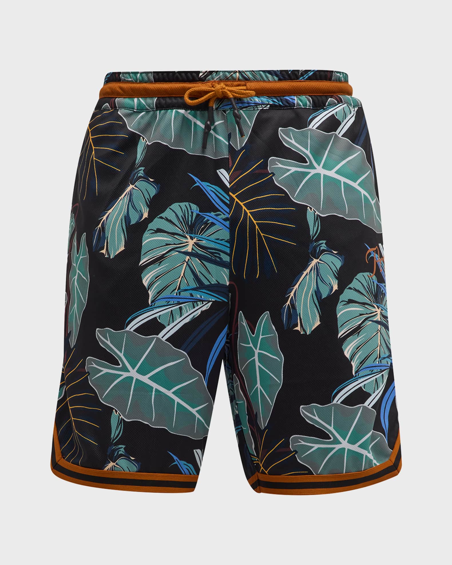 Neon Multicolor Palm Leaf Print Men's Shorts