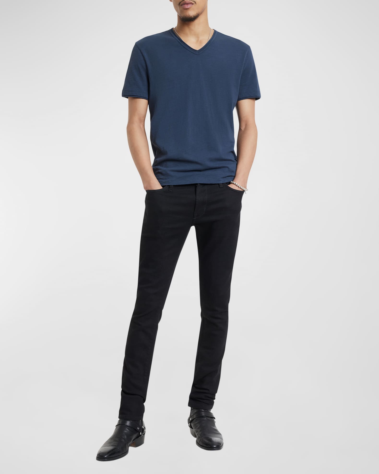 John Varvatos Men's Slub V-Neck T-Shirt | Neiman Marcus