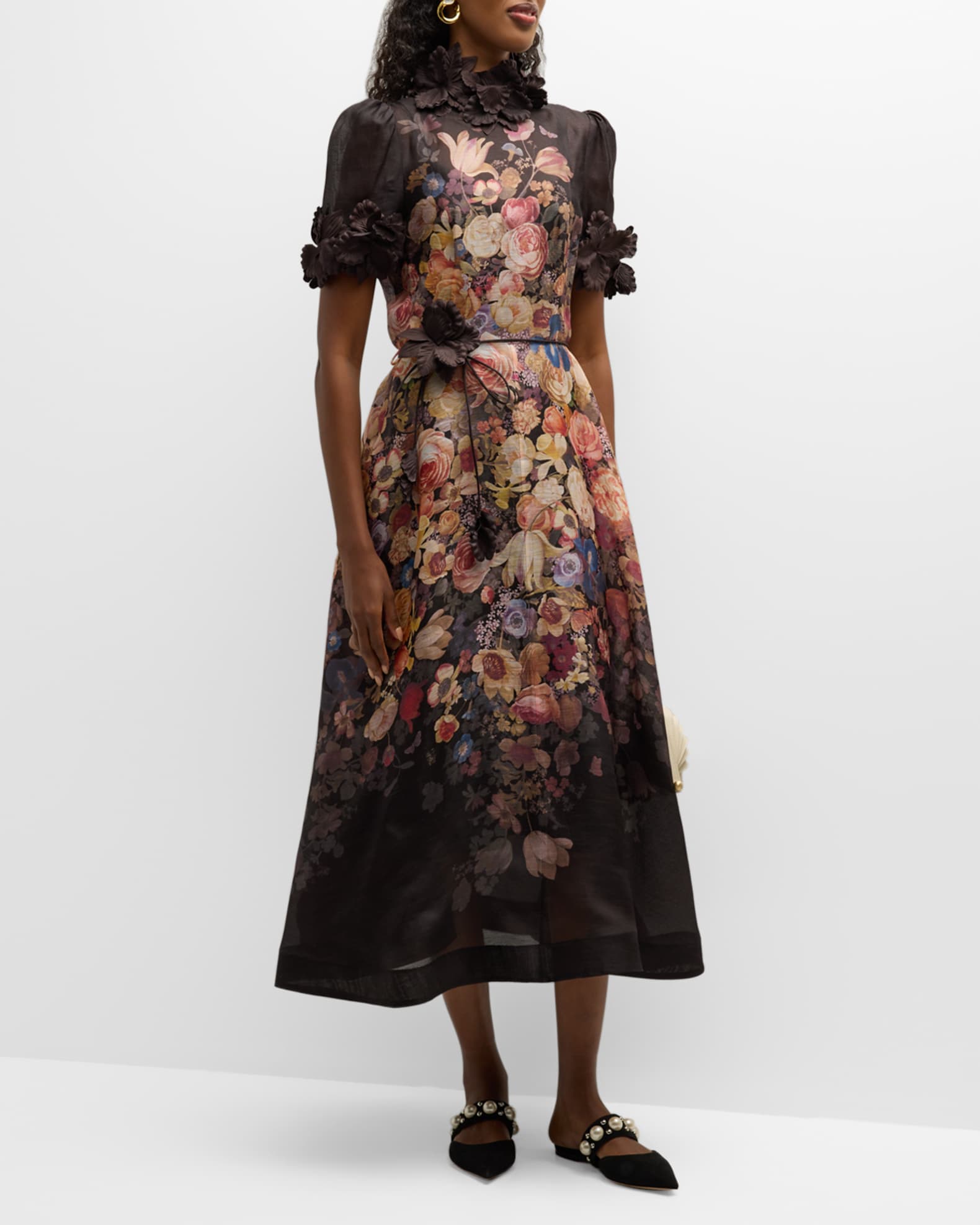 Zimmermann Luminosity Liftoff Flower Midi Dress | Neiman Marcus