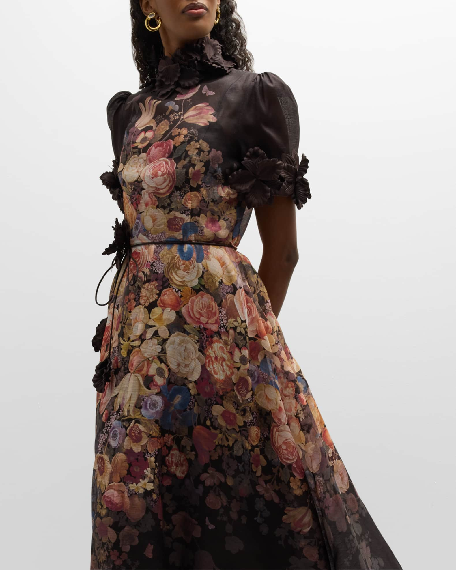 Zimmermann Luminosity Liftoff Flower Midi Dress | Neiman Marcus