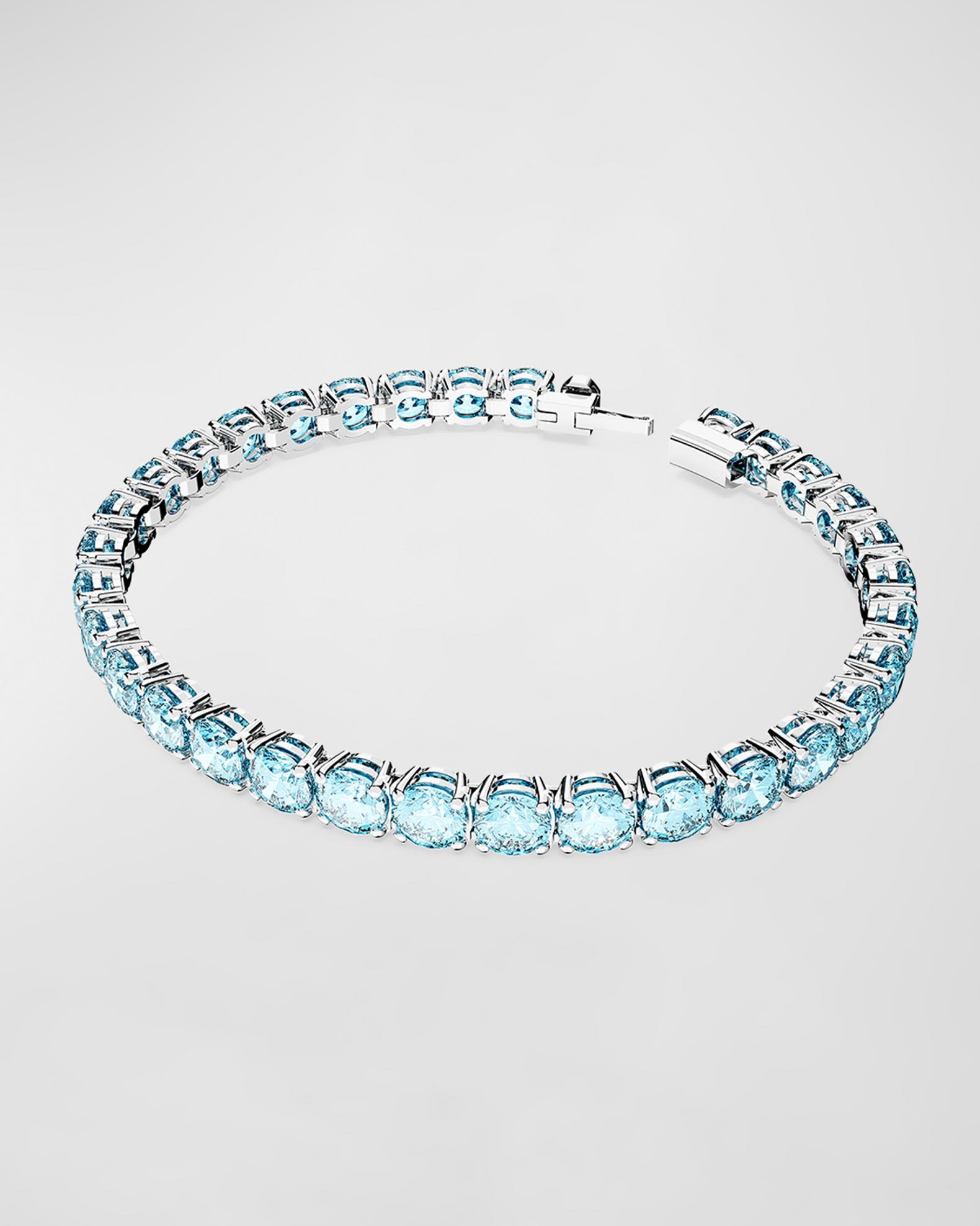 SWAROVSKI Matrix Rhodium-Plated Round-Cut Blue Crystal Tennis Bracelet ...