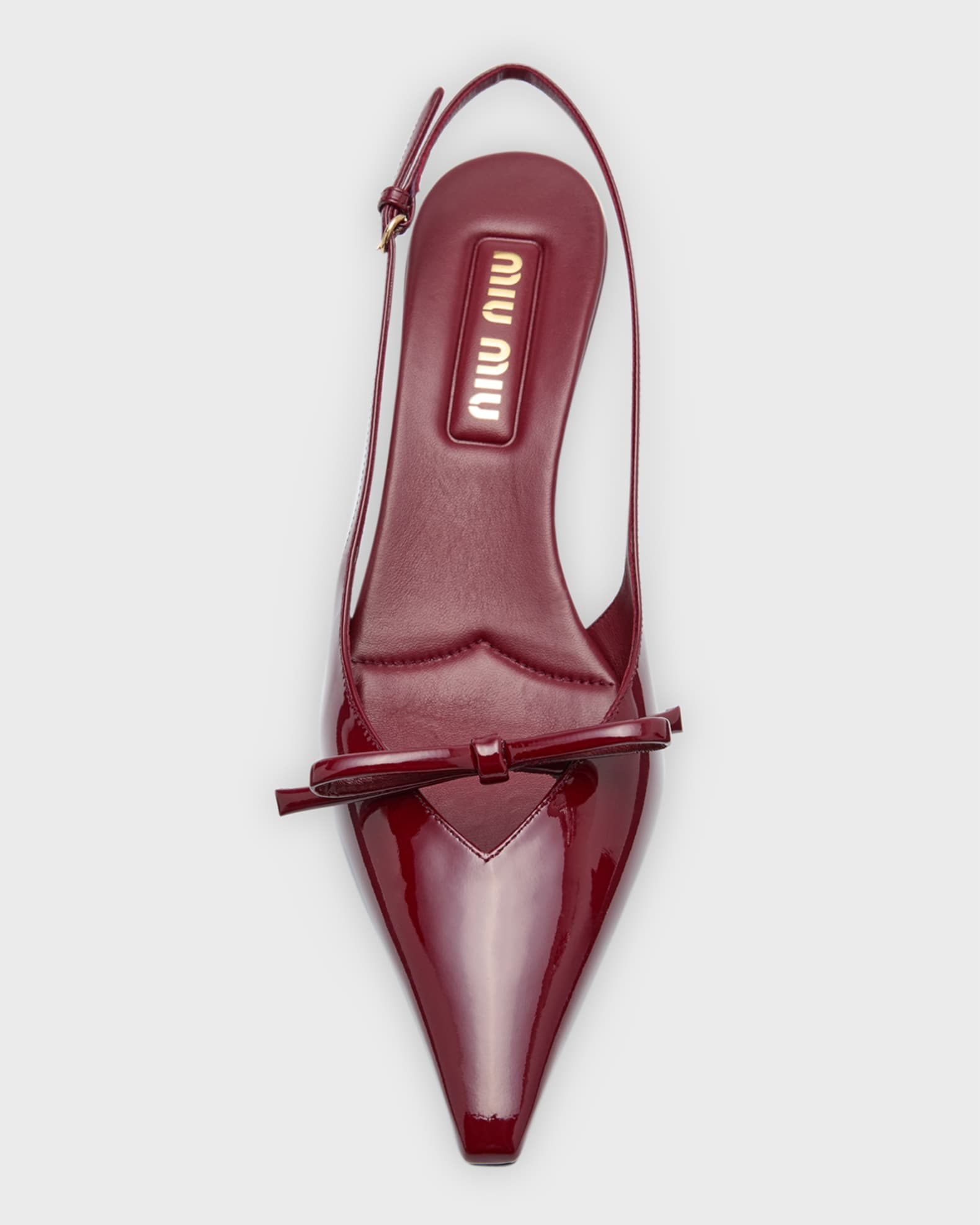 Miu Miu Patent Bow Kitten-Heel Slingback Pumps | Neiman Marcus