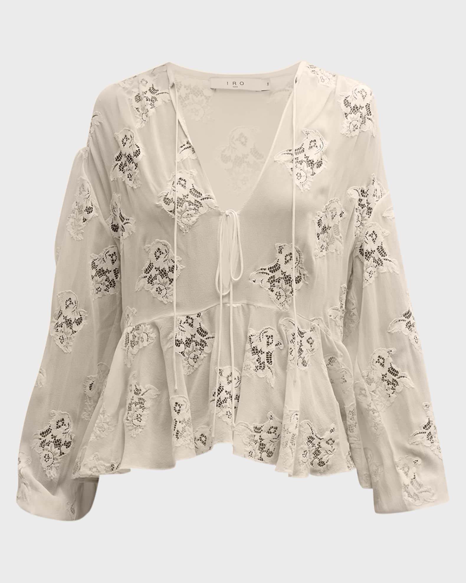 Iro Lalia Lace V-Neck Peplum Blouse | Neiman Marcus