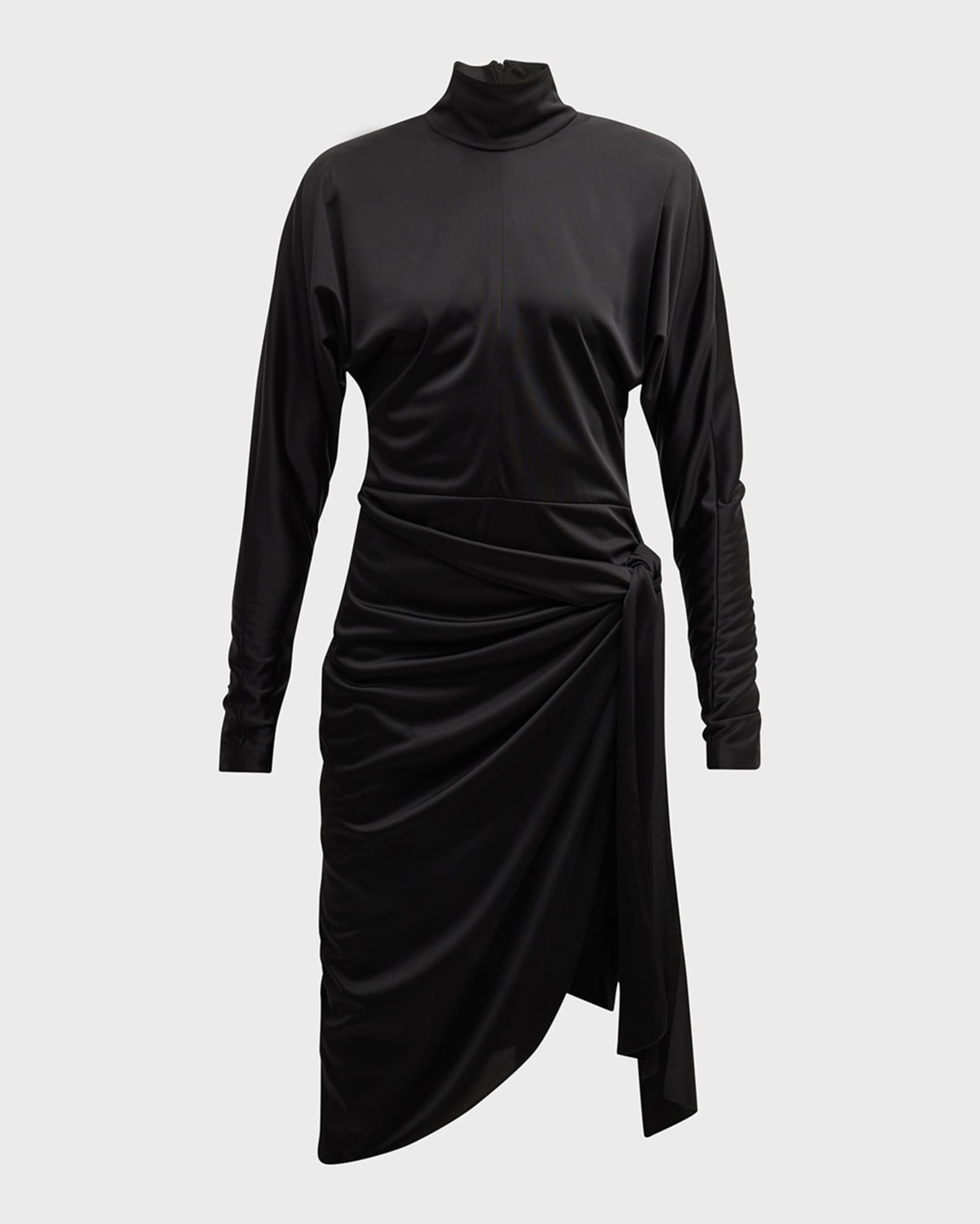 Salon 1884 Elana Draped Wrap-Waist Long-Sleeve Dress