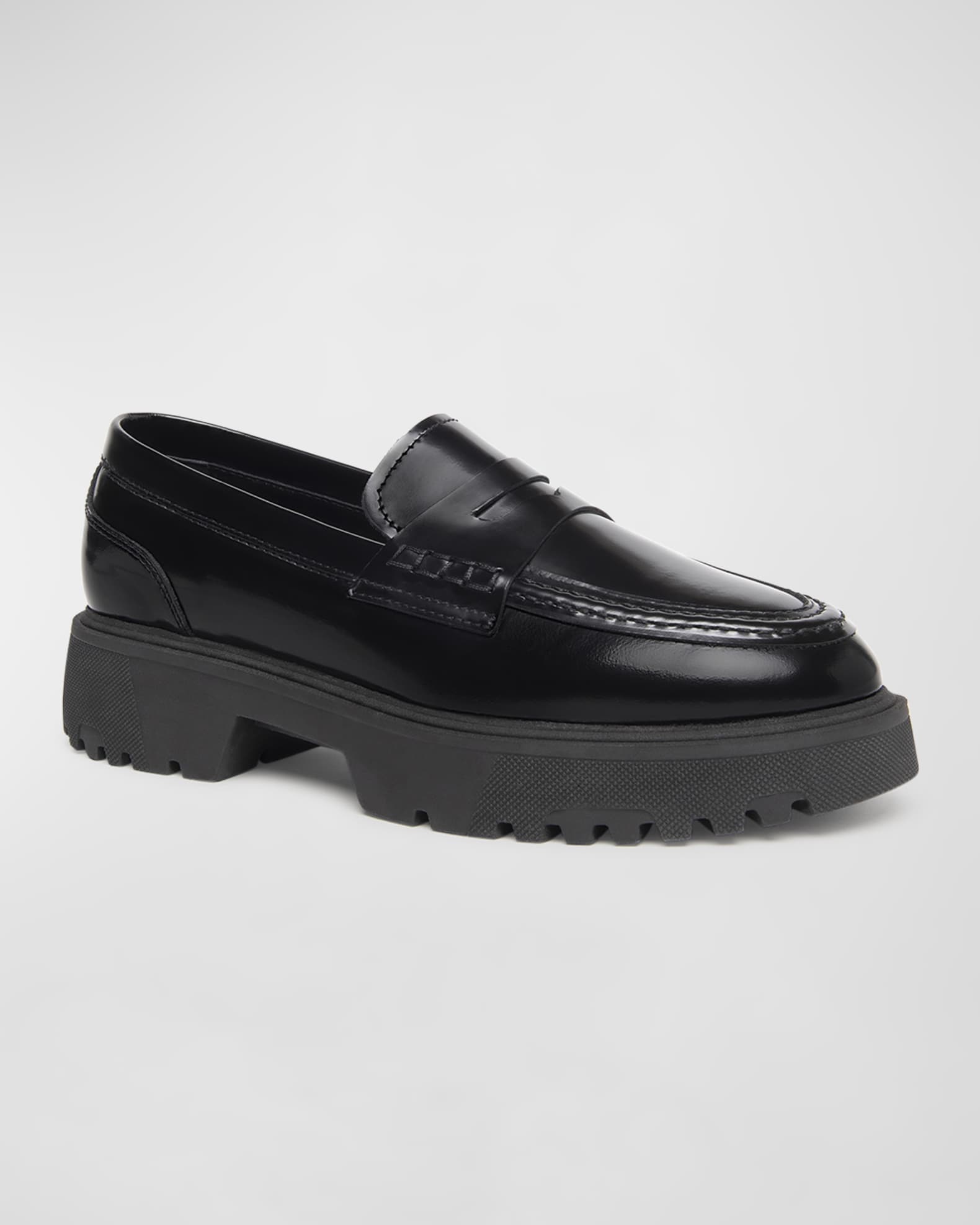 Leather Chunky Penny Loafers 1