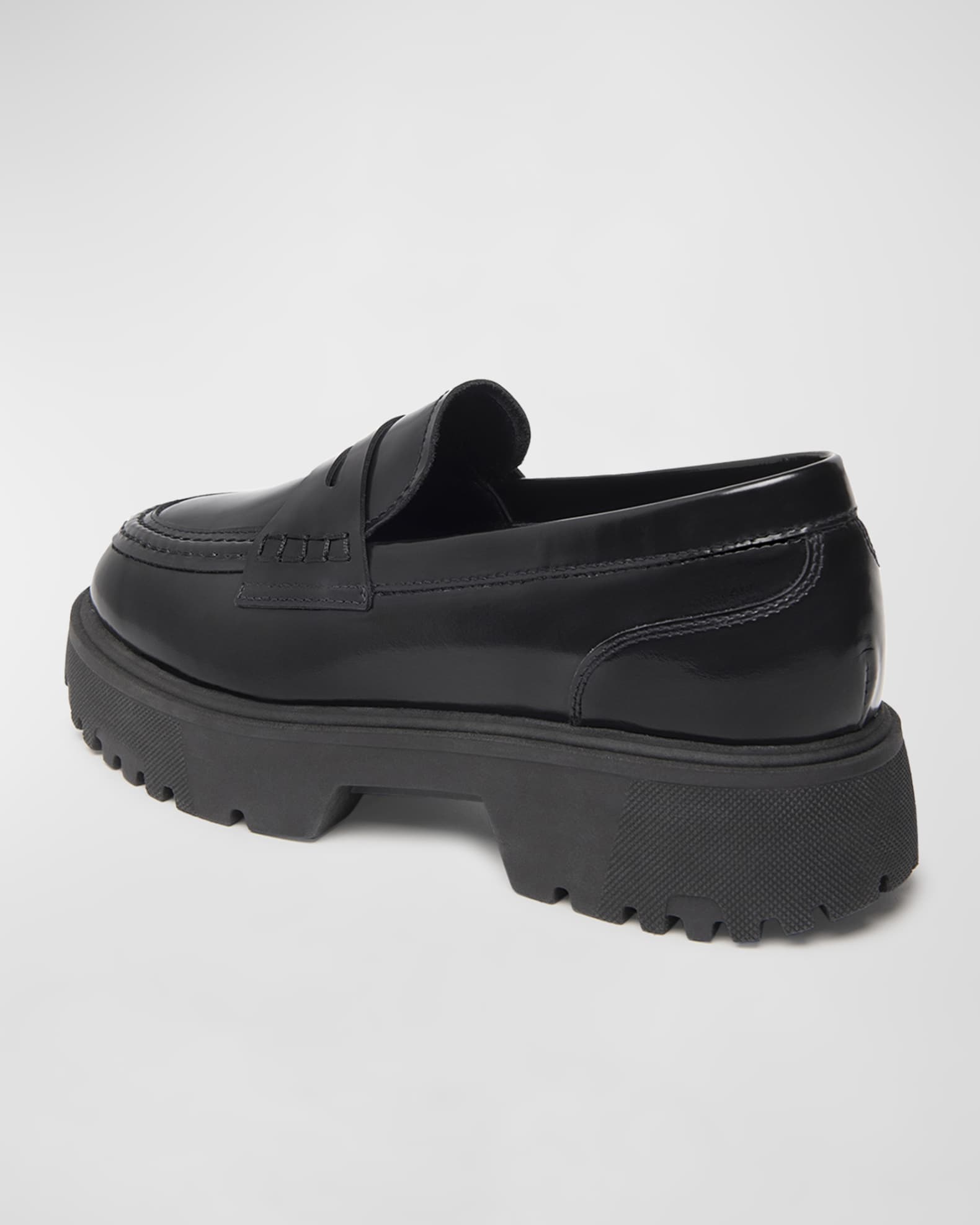 Handmade Black Chunky Leather Penny Loafers