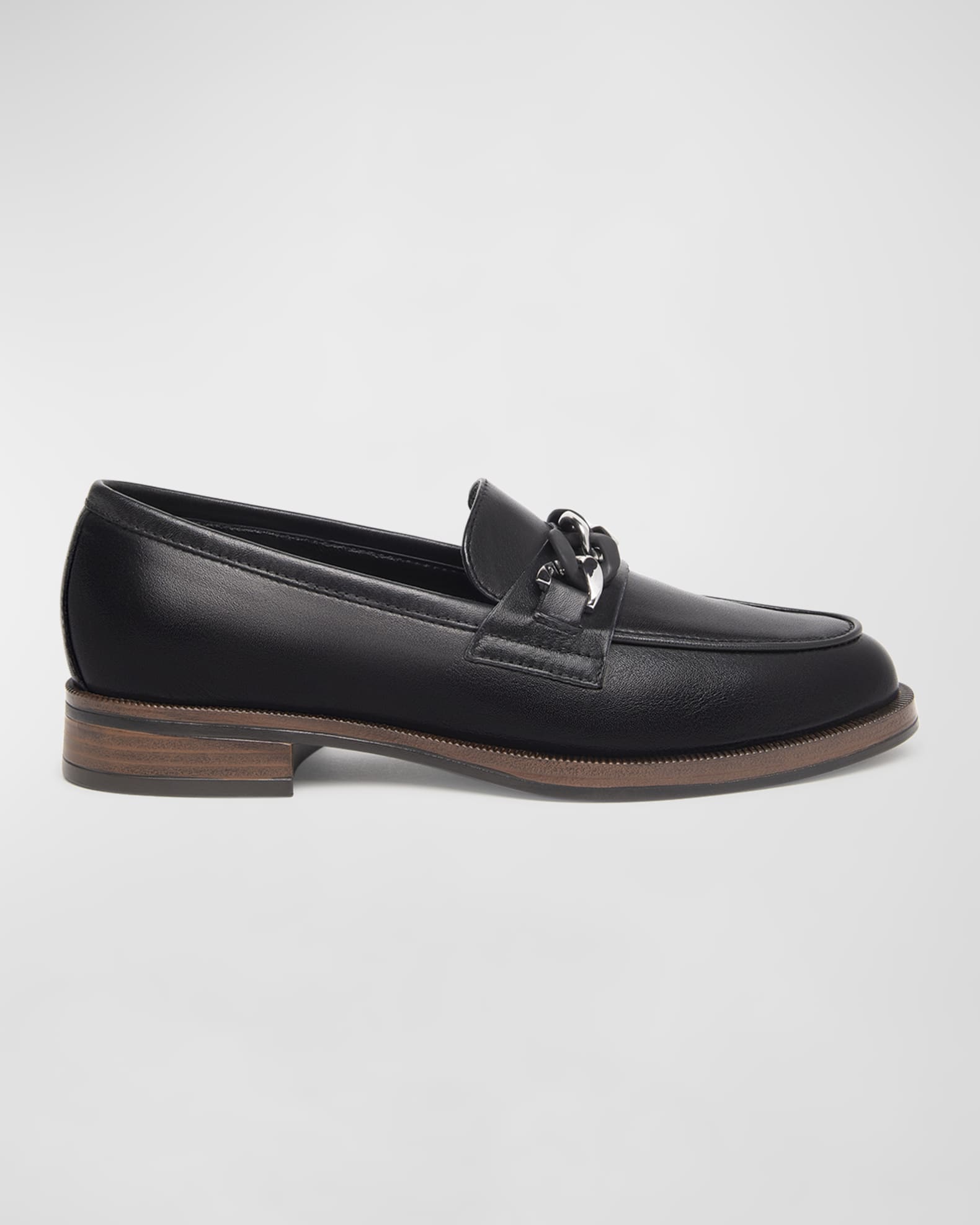 Leather Chain Slip on Loafers