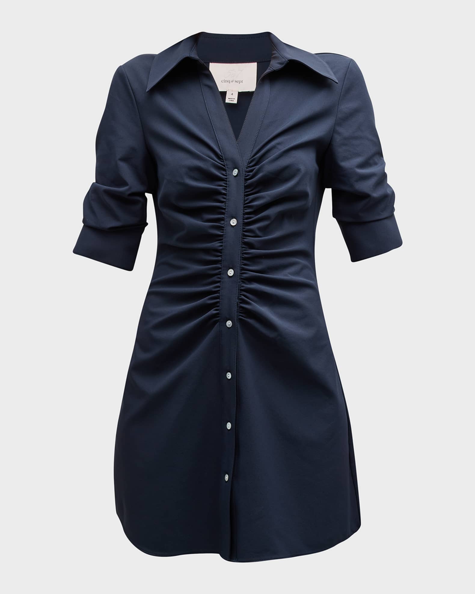 Elina Ruched Button Front Mini Dress