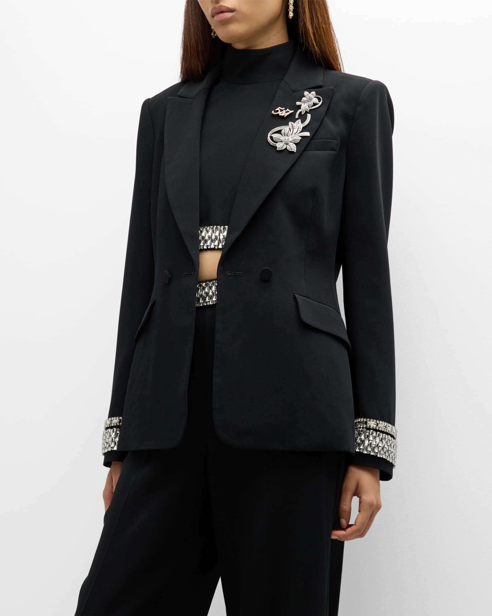 Cinq a Sept Cheyenne Stacked Jewelry Embroidered Blazer | Neiman Marcus