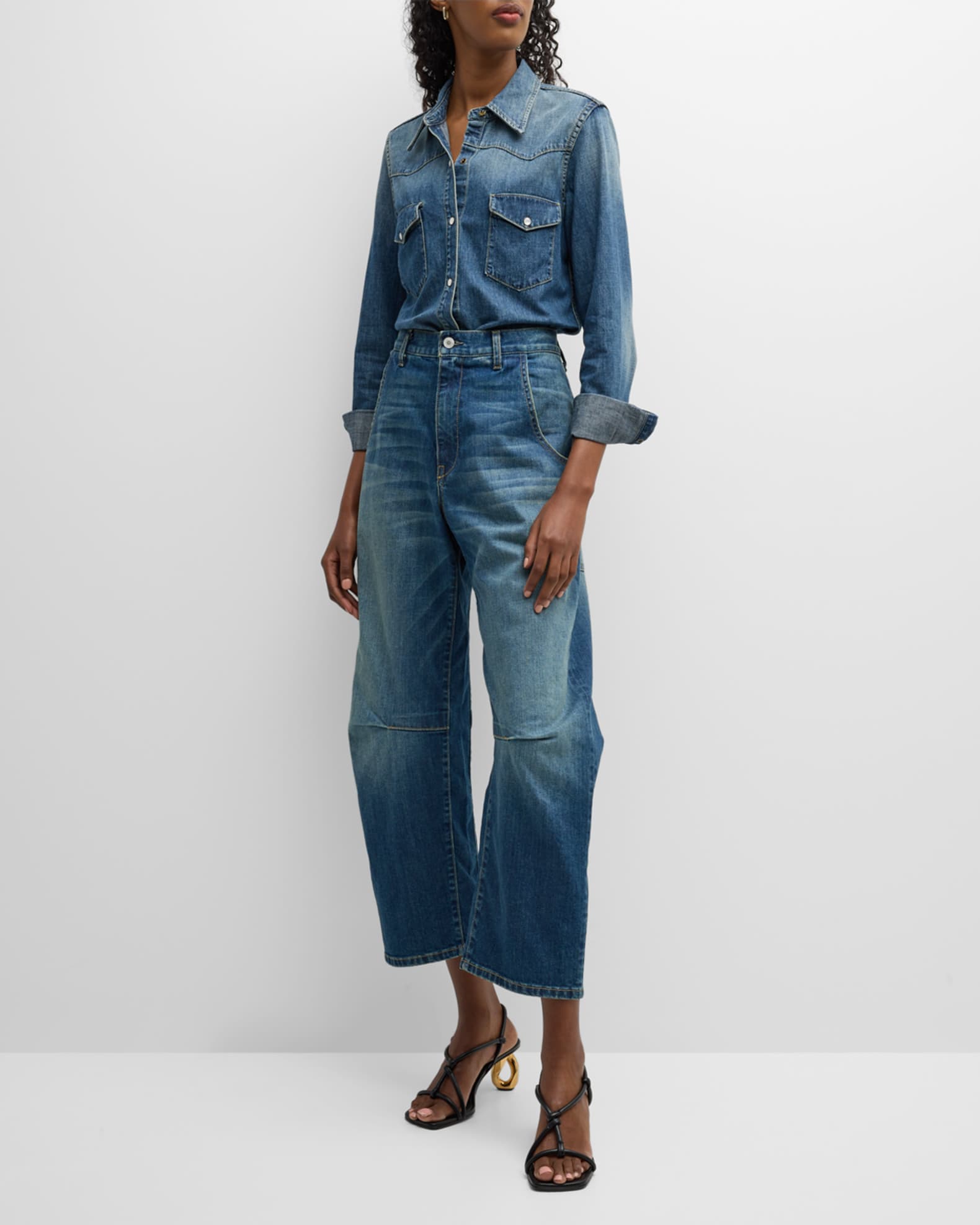 Nili Lotan Travis Denim Western Shirt | Neiman Marcus