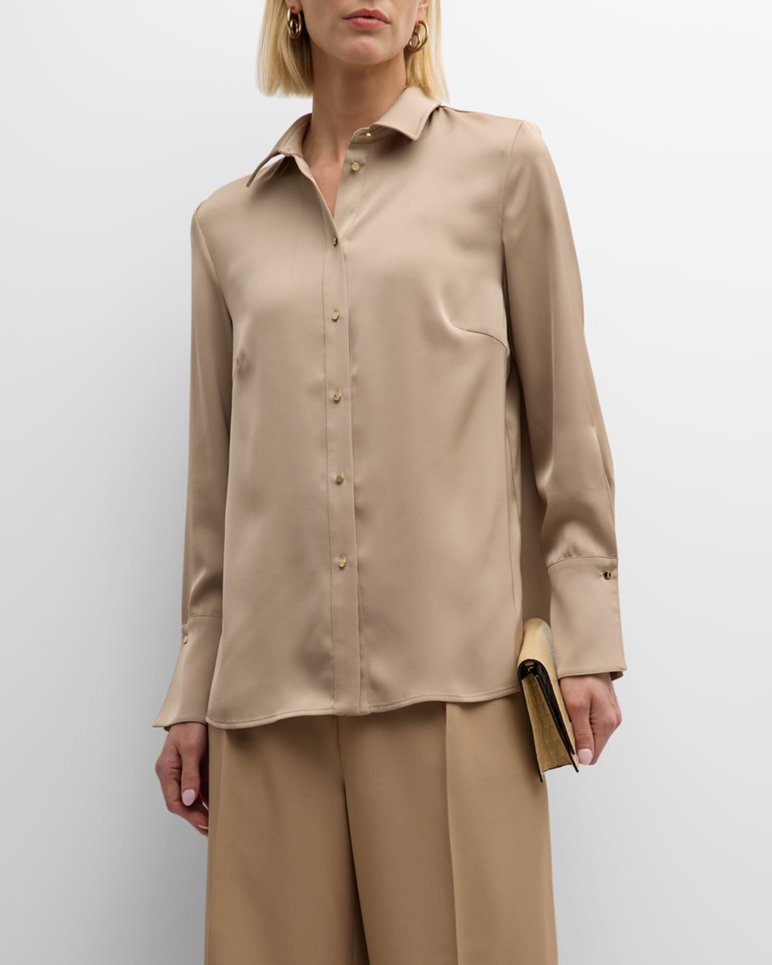 Louis Vuitton Monogram Silk Short Sleeved Shirt button up sand