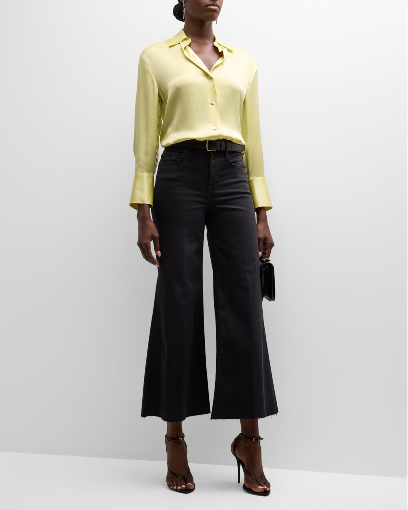FRAME Le Palazzo Cropped Raw Hem Jeans Neiman Marcus