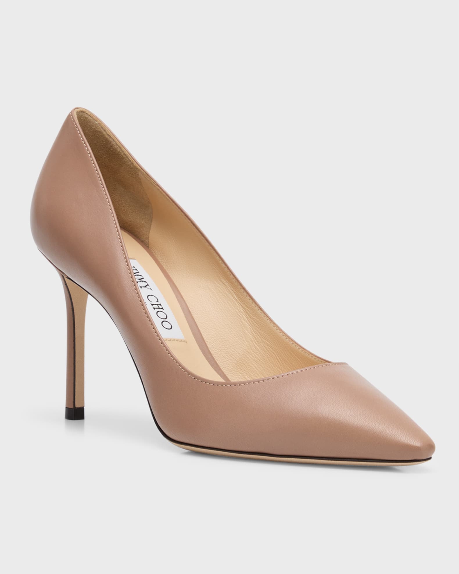 【関税&送料込】Jimmy Choo Romy Pumps In Nappa JIMMY CHOO Black Nappa Pointy Toe Pumps with Anthracite