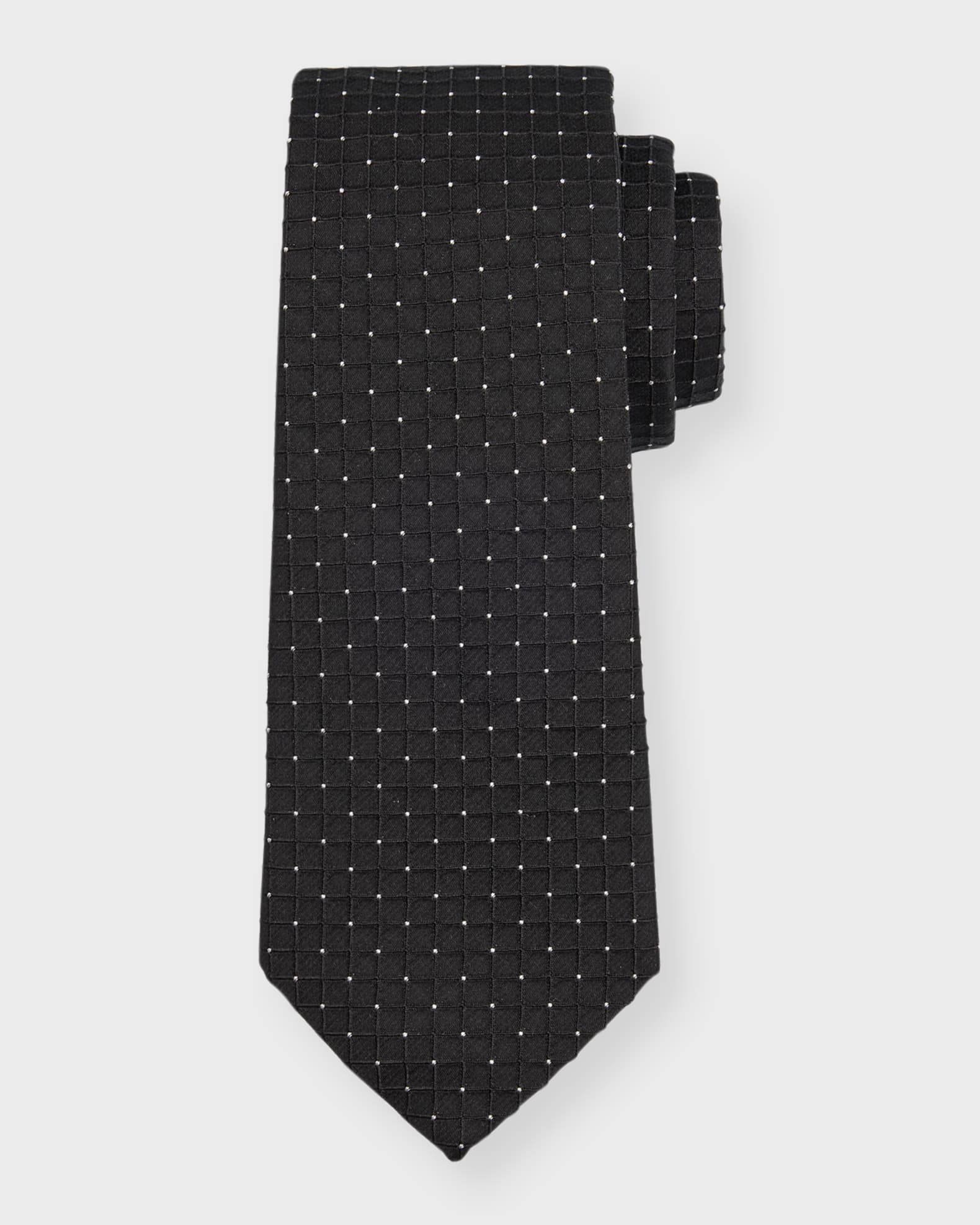 Giorgio Armani Men's Micro-Box Pattern Silk Tie | Neiman Marcus
