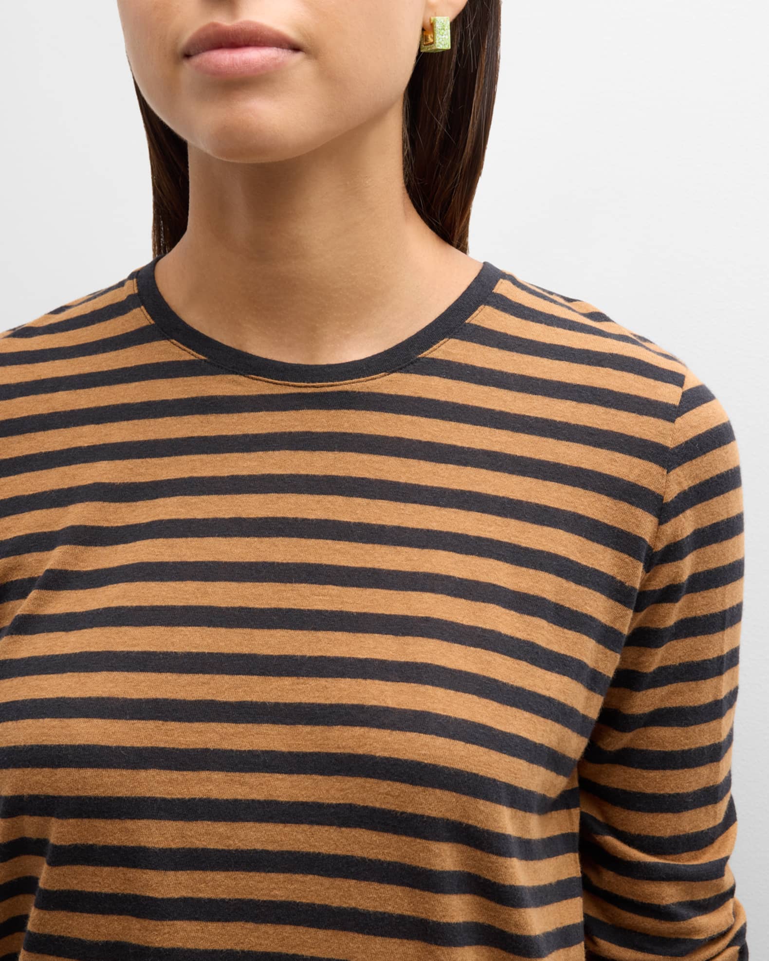 Majestic Long Sleeve Cotton/Cashmere Crewneck Tee in Marine/Navy