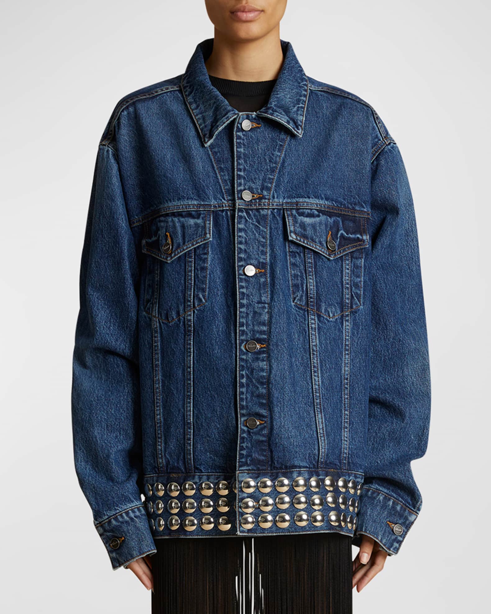 Khaite Grizzo Studded Oversized Denim Jacket | Neiman Marcus