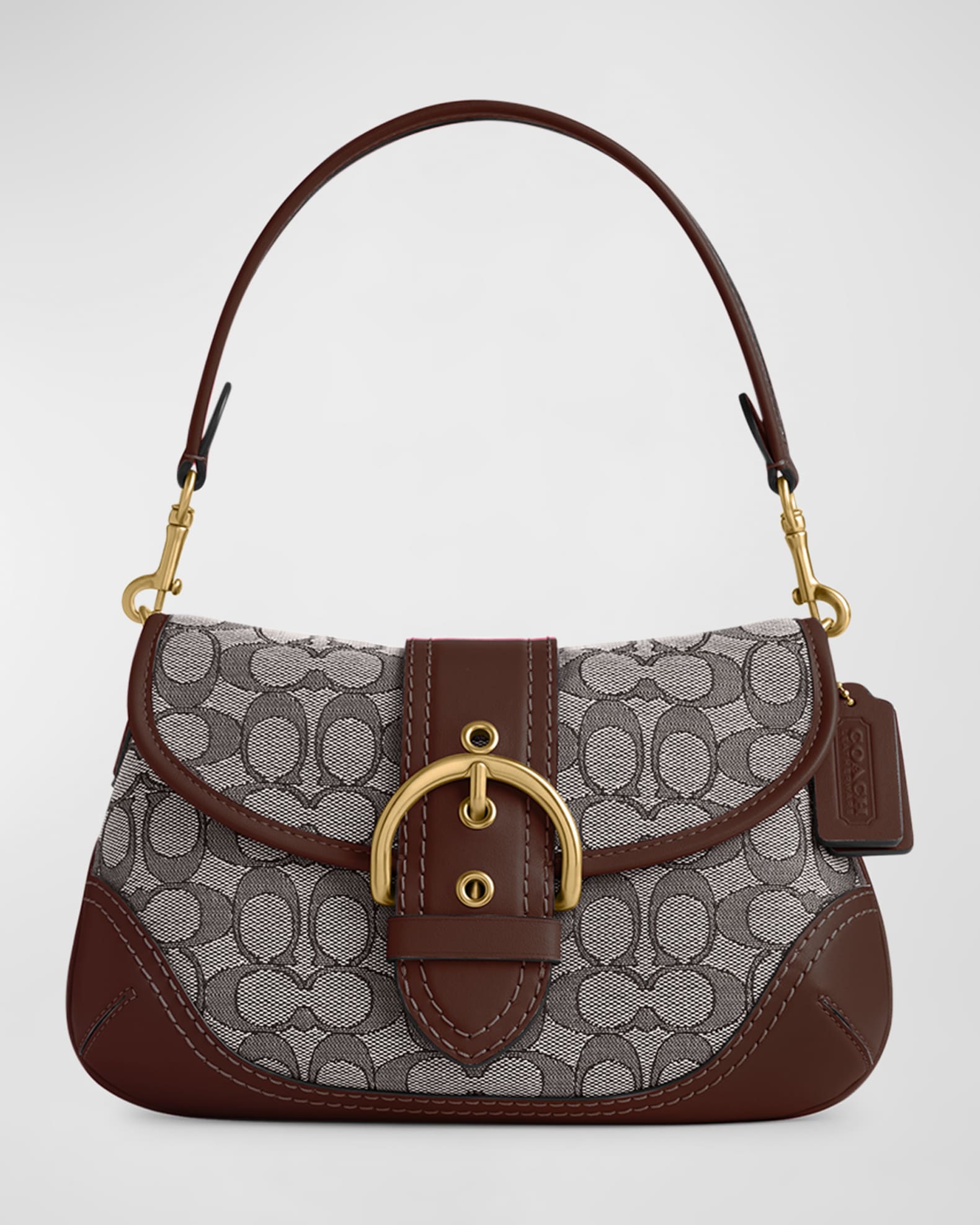 Coach Brown Signature C Jacqard Mini Handbag