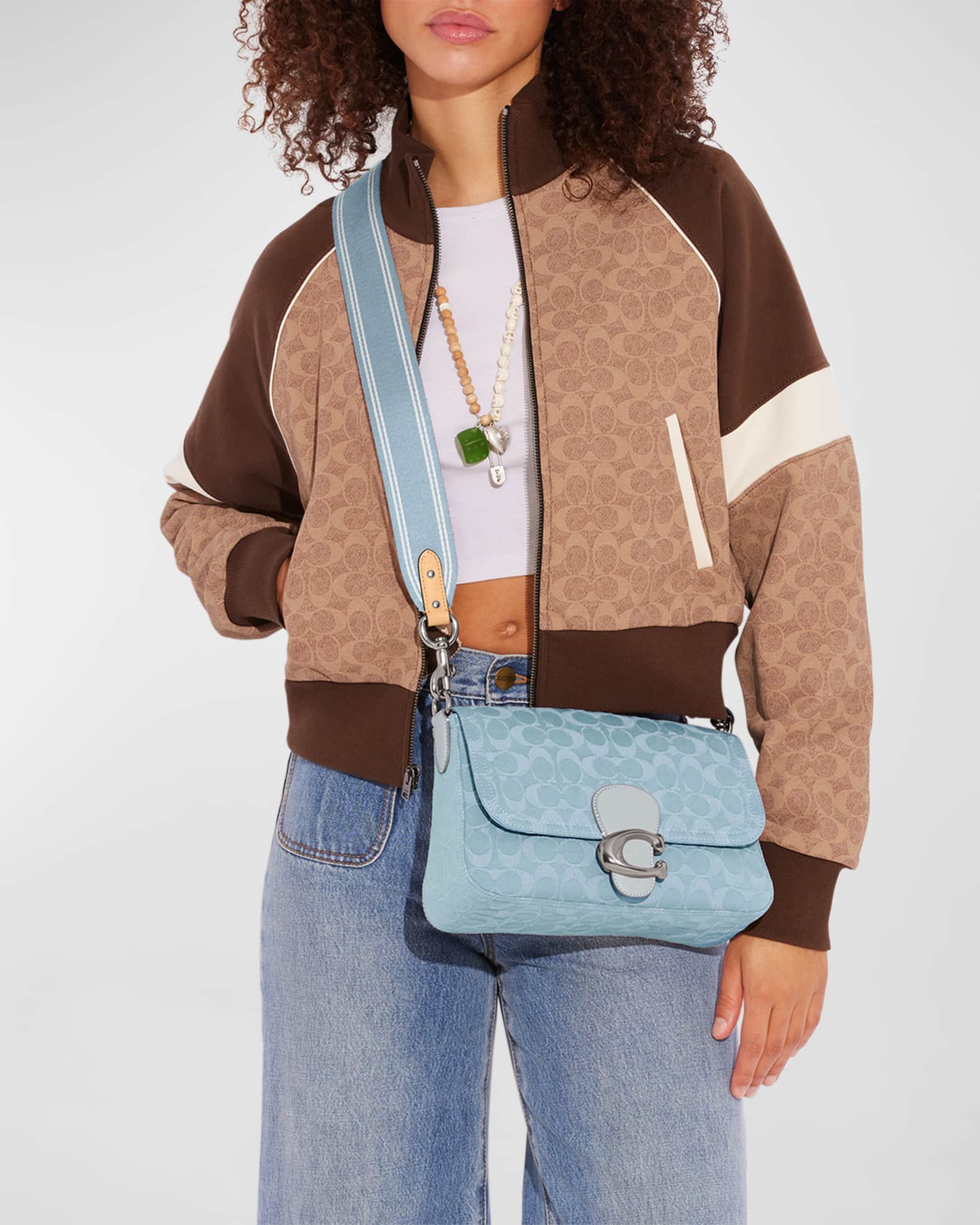 Coach Tabby Monogram Washed Denim Shoulder Bag Neiman Marcus