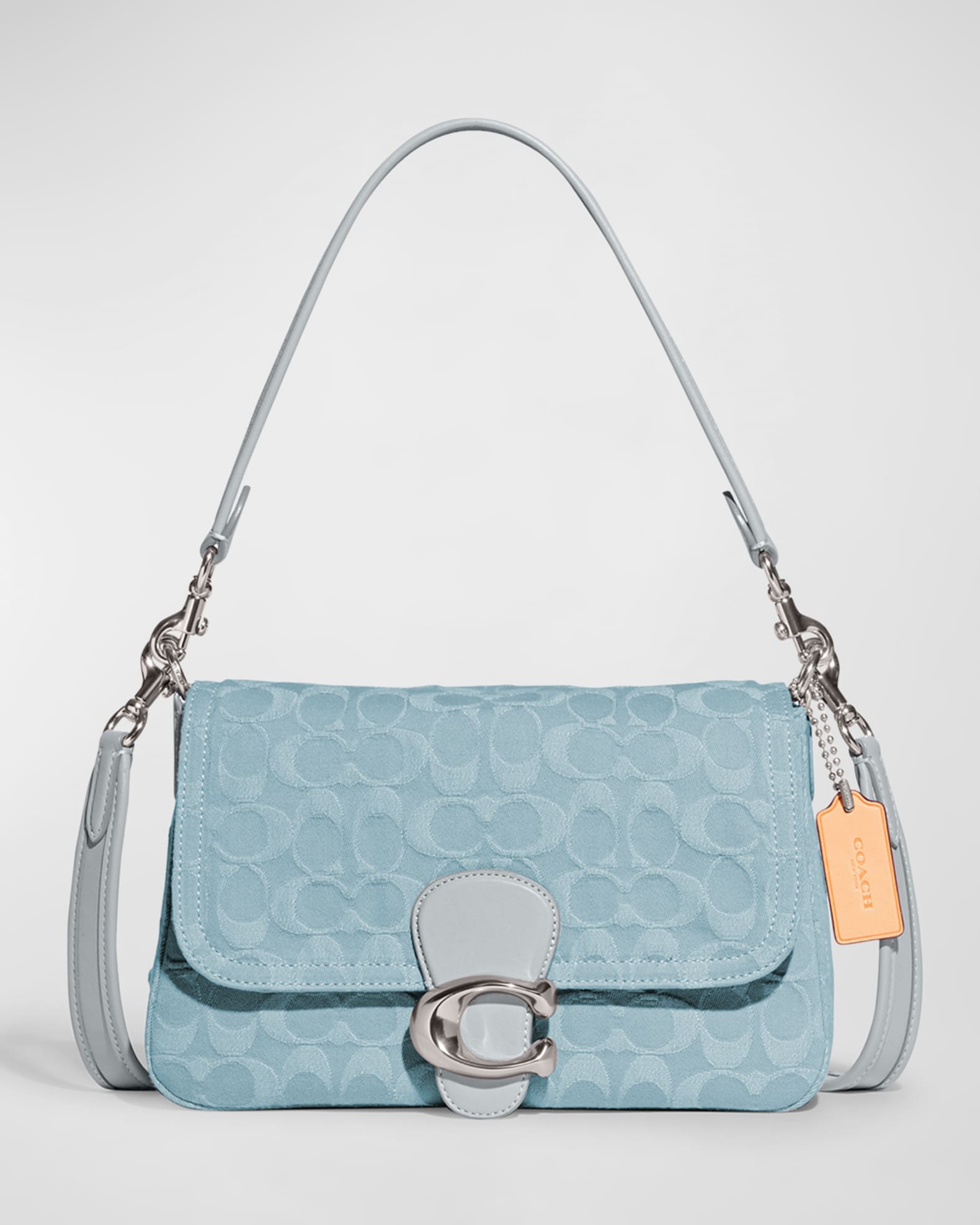 Coach Tabby Monogram Washed Denim Shoulder Bag Neiman Marcus