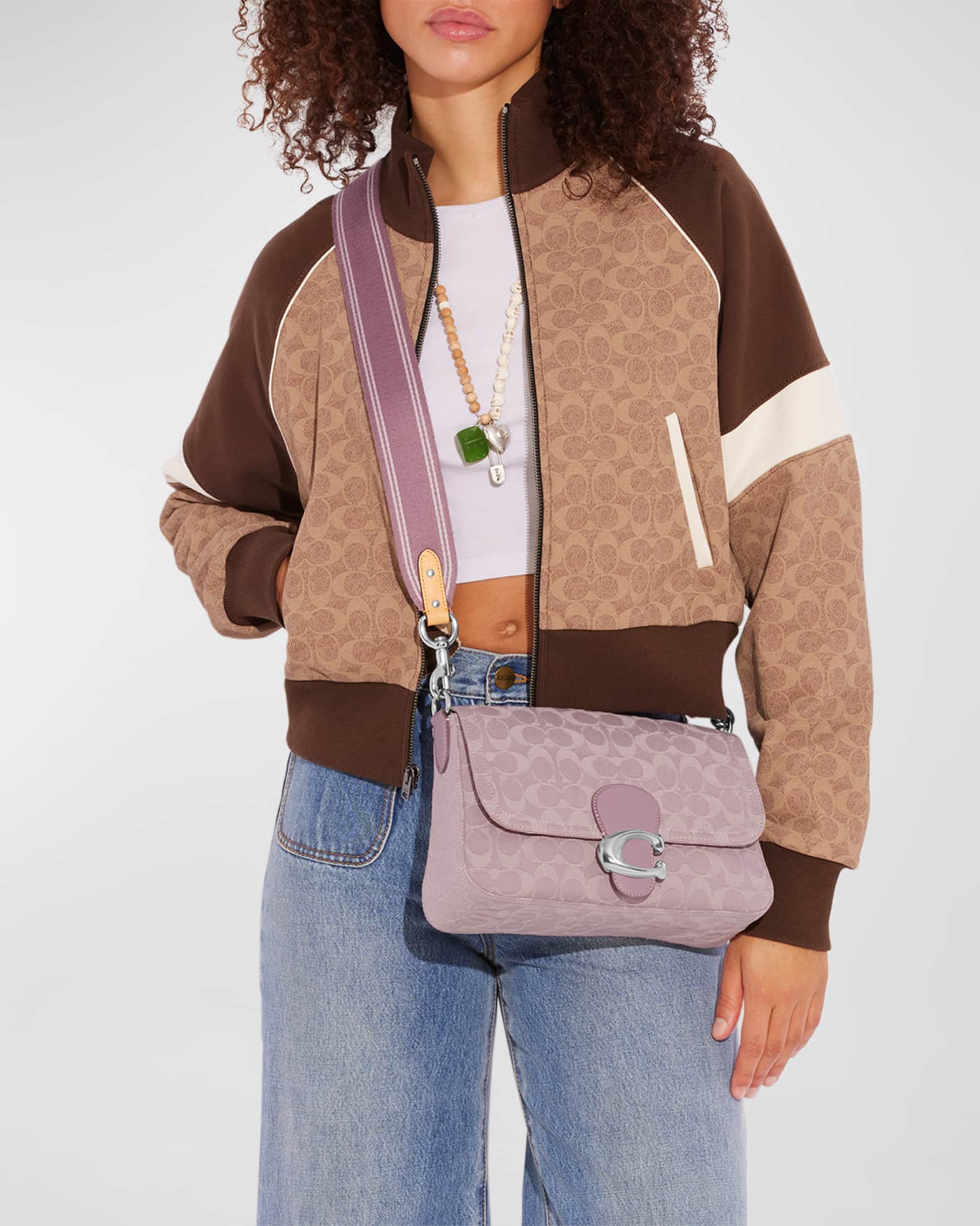 Coach Tabby Monogram Washed Denim Shoulder Bag Neiman Marcus