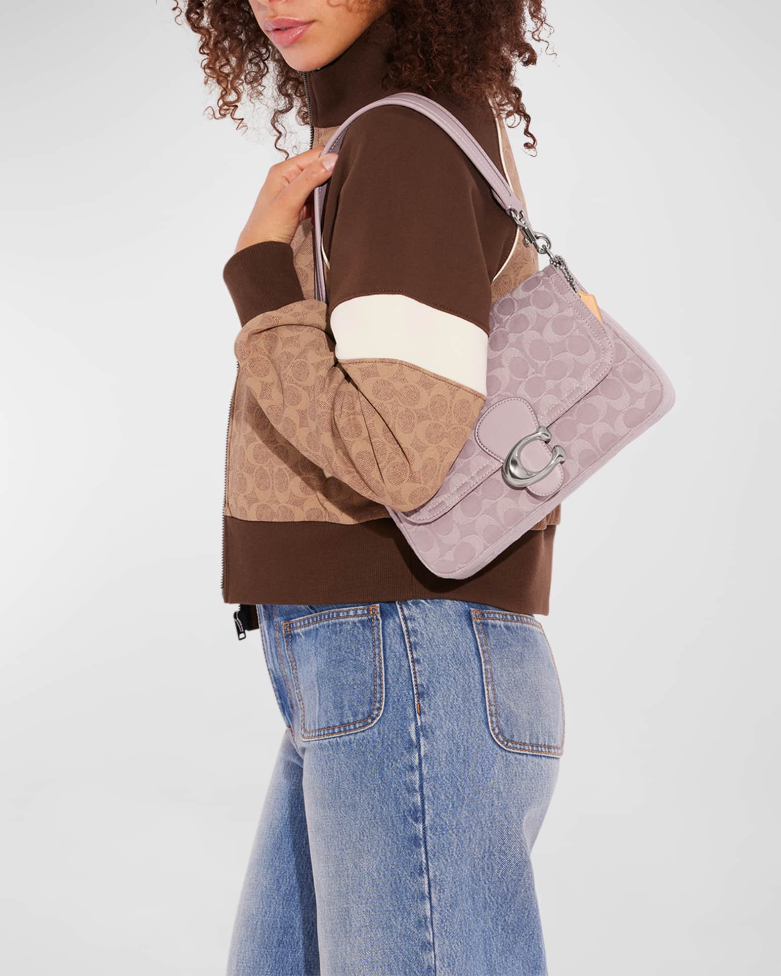 Coach Tabby Monogram Washed Denim Shoulder Bag Neiman Marcus