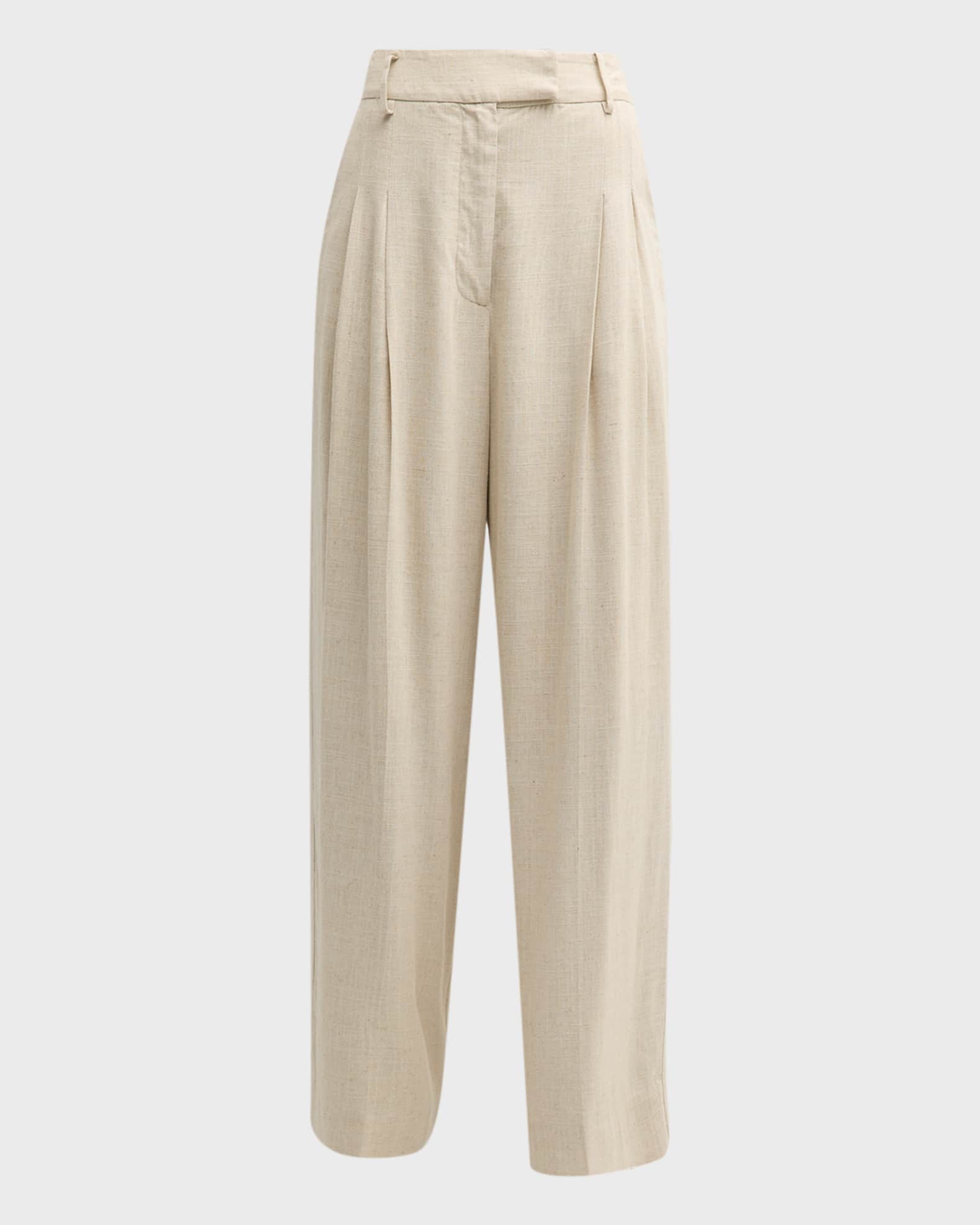 By Malene Birger Cymbaria Wide-Leg Pleated Pants | Neiman Marcus