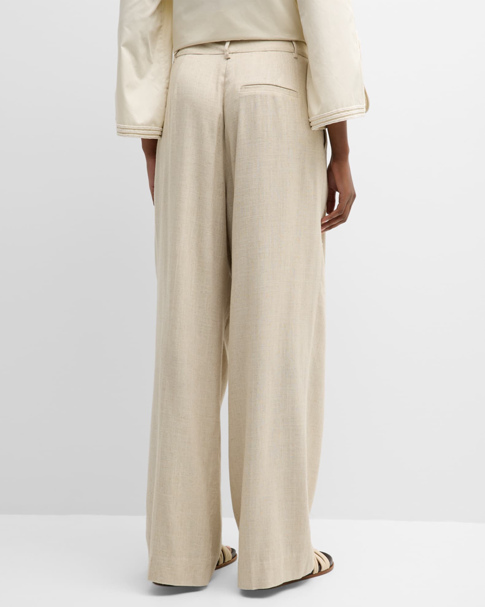 By Malene Birger Cymbaria Wide-Leg Pleated Pants | Neiman Marcus