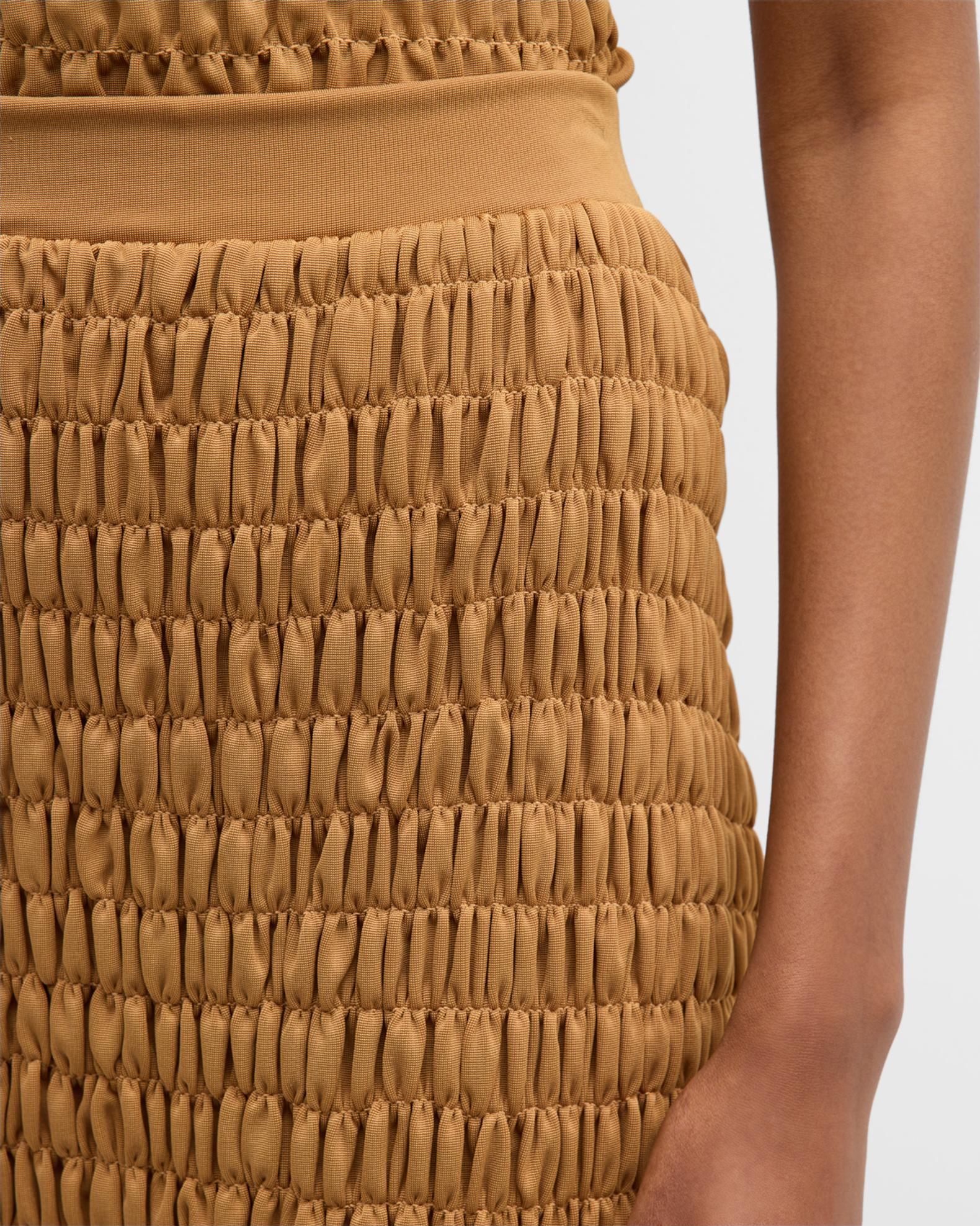 Bicolor Shirred Midi Skirt