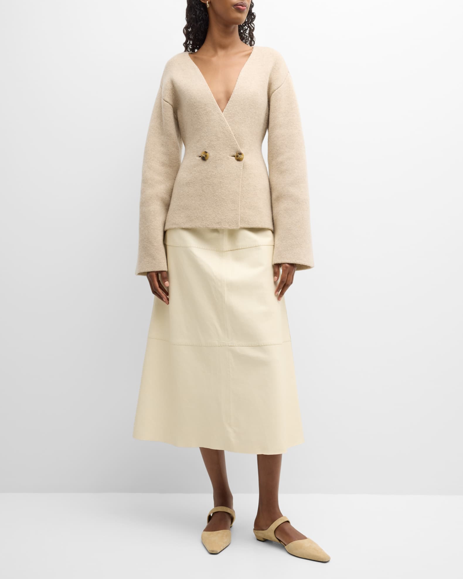 By Malene Birger Tinley Double-Breasted Wool Cardigan | Neiman Marcus