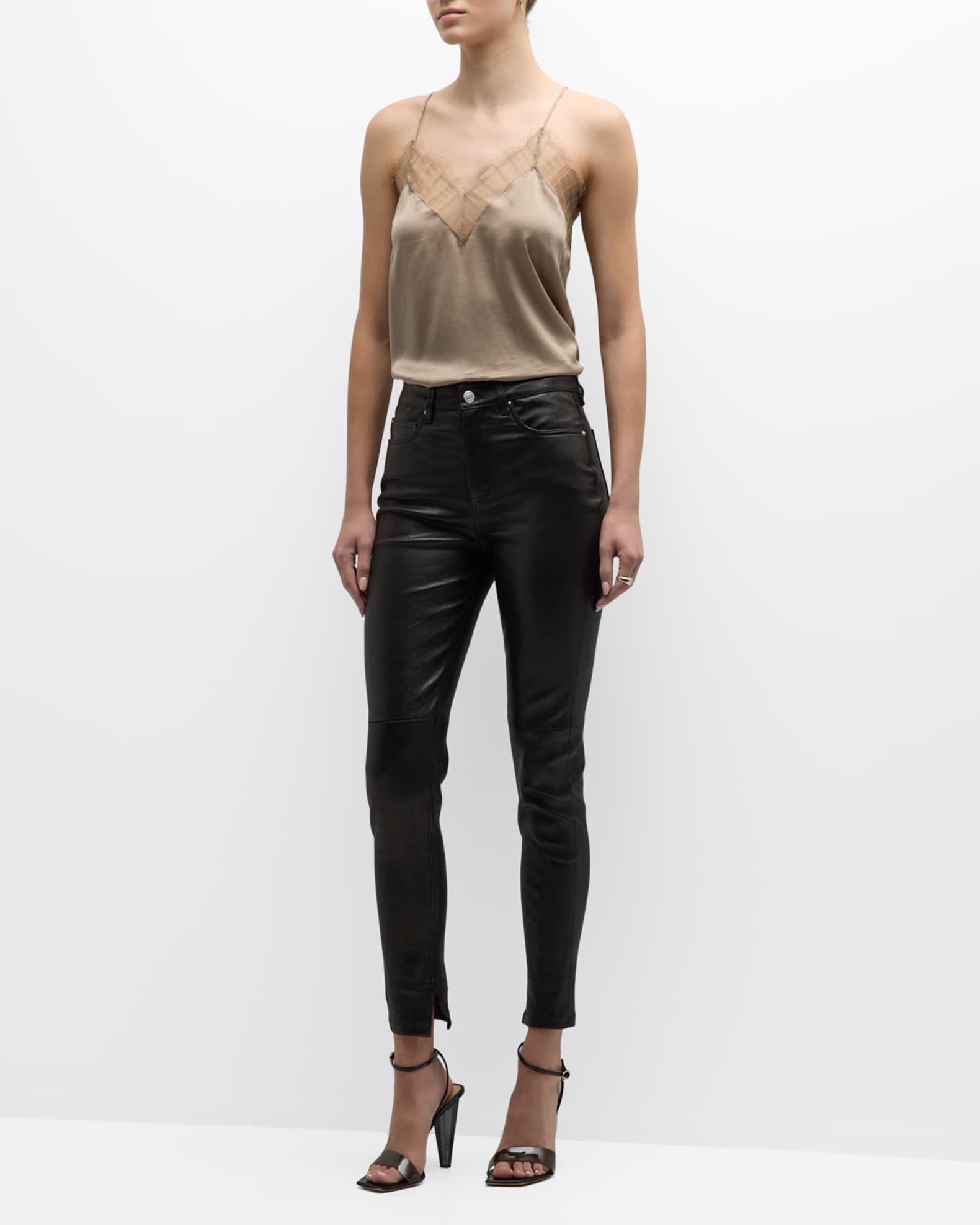 Iro Dojo Skinny Split Hem Leather Pants Neiman Marcus