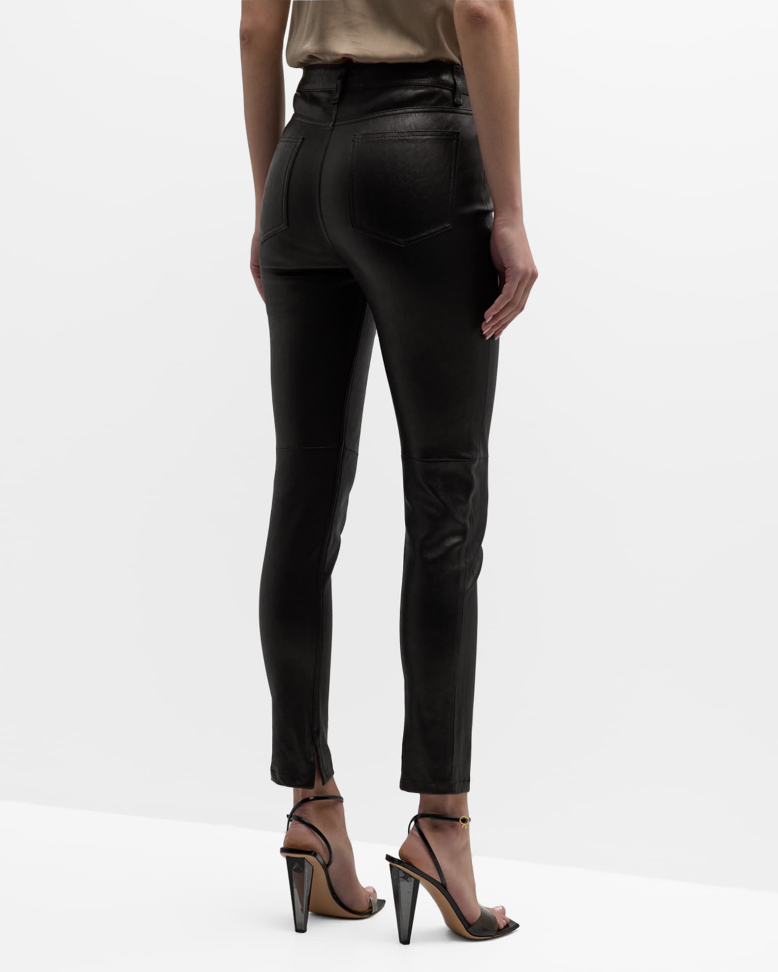 Iro Dojo Skinny Split Hem Leather Pants Neiman Marcus