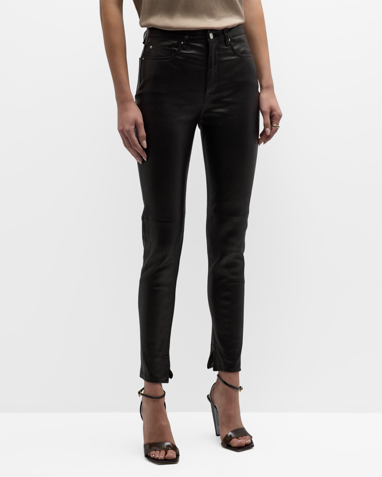Iro Dojo Skinny Split Hem Leather Pants Neiman Marcus