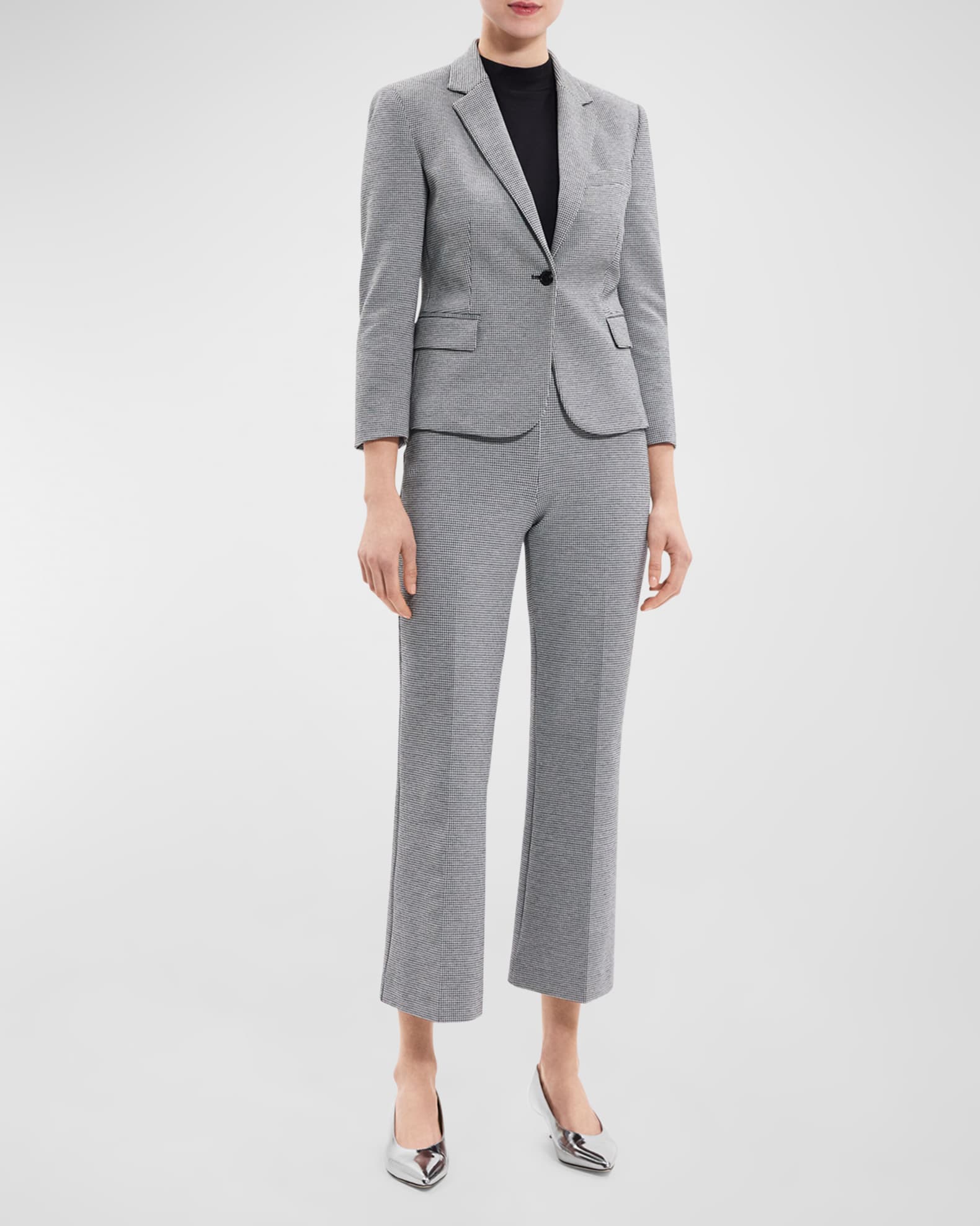 Knit Houndstooth Shrunken Blazer